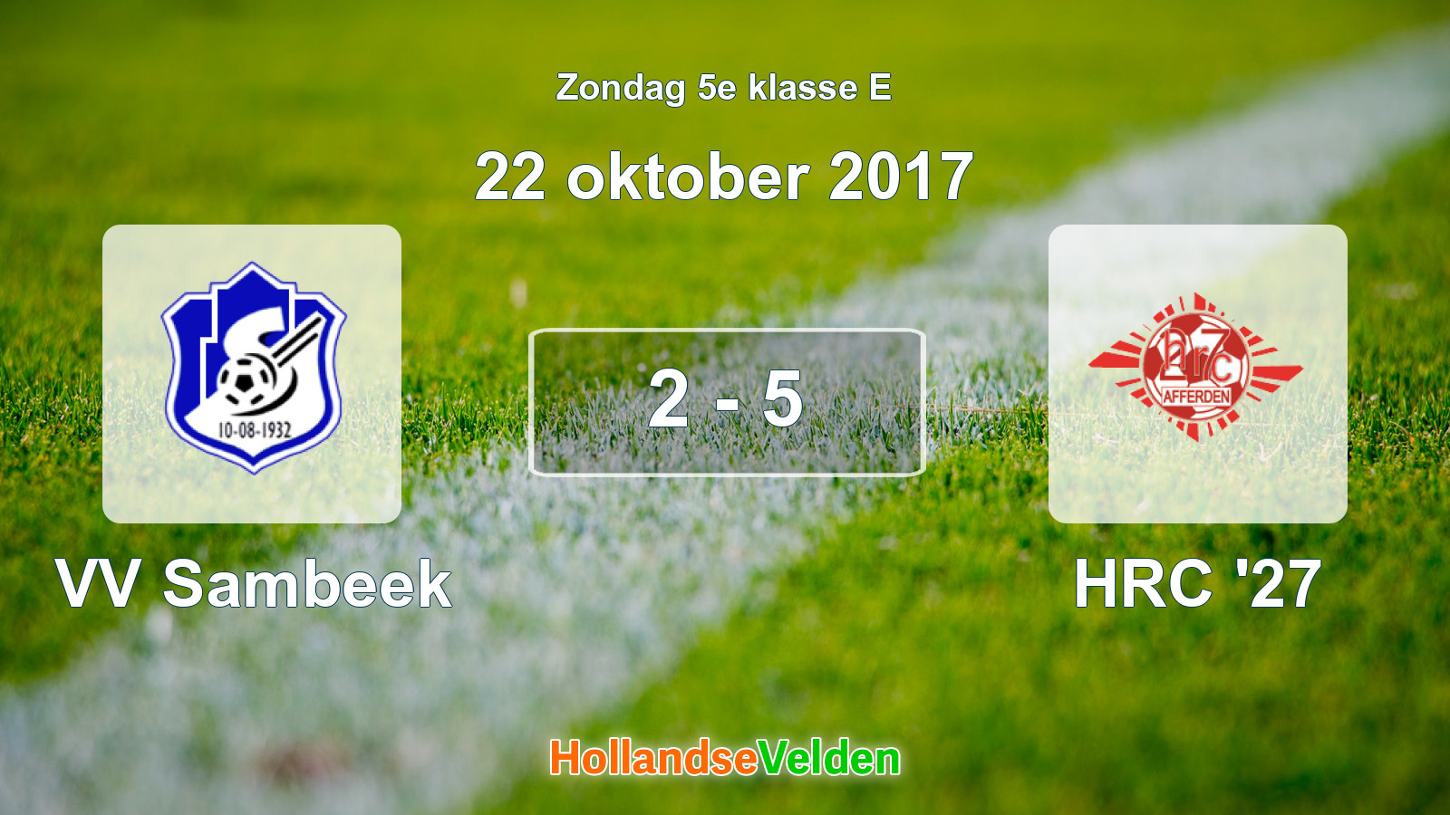 Gespeelde wedstrijd: VV Sambeek - HRC '27 2 - 5 (22 oktober 2017)