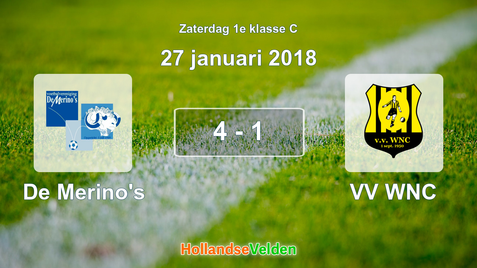 Gespeelde wedstrijd: De Merino's - VV WNC 4 - 1 (27 januari 2018)