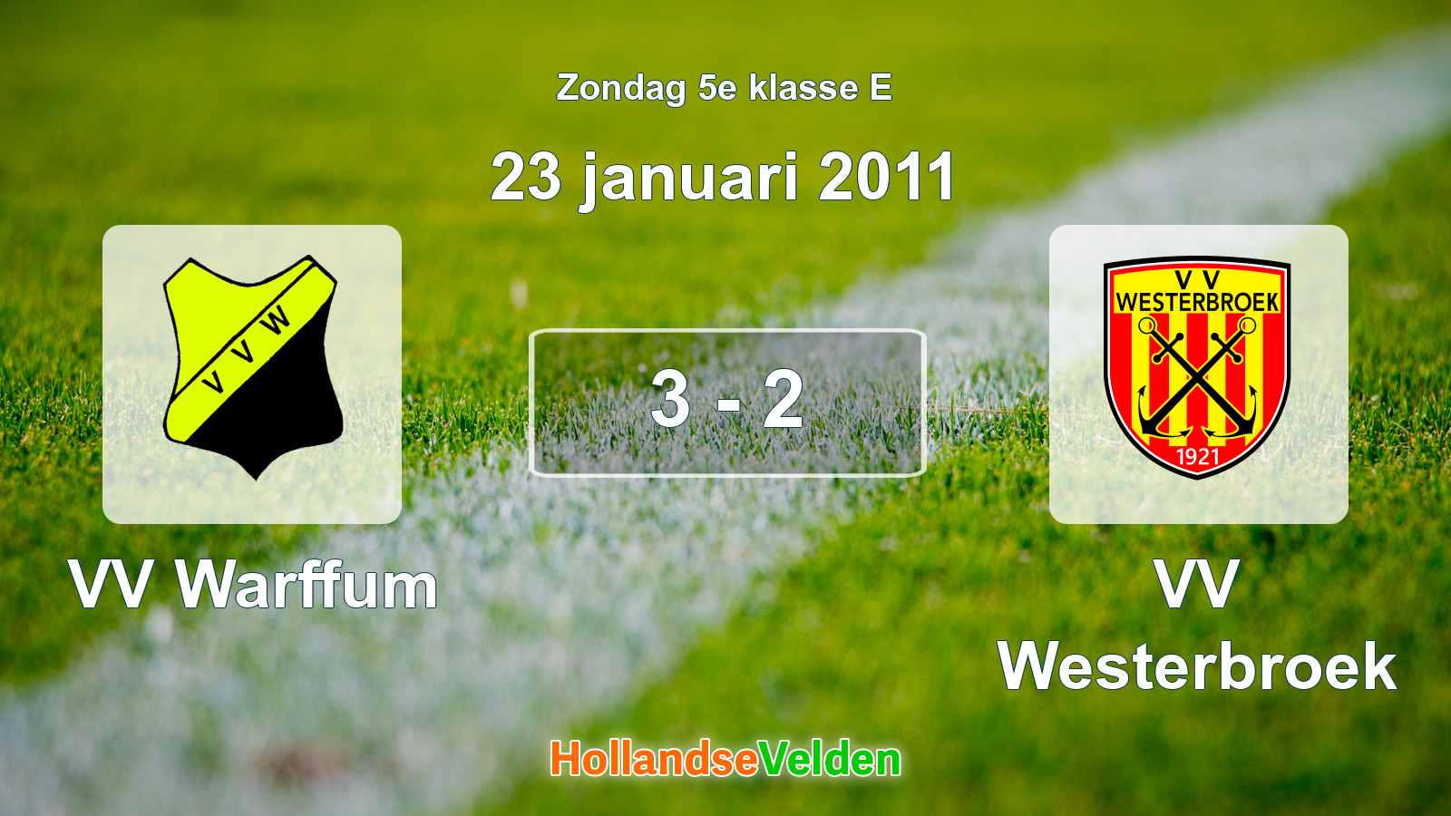 Gespeelde wedstrijd: VV Warffum - VV Westerbroek 3 - 2 (23 januari 2011)