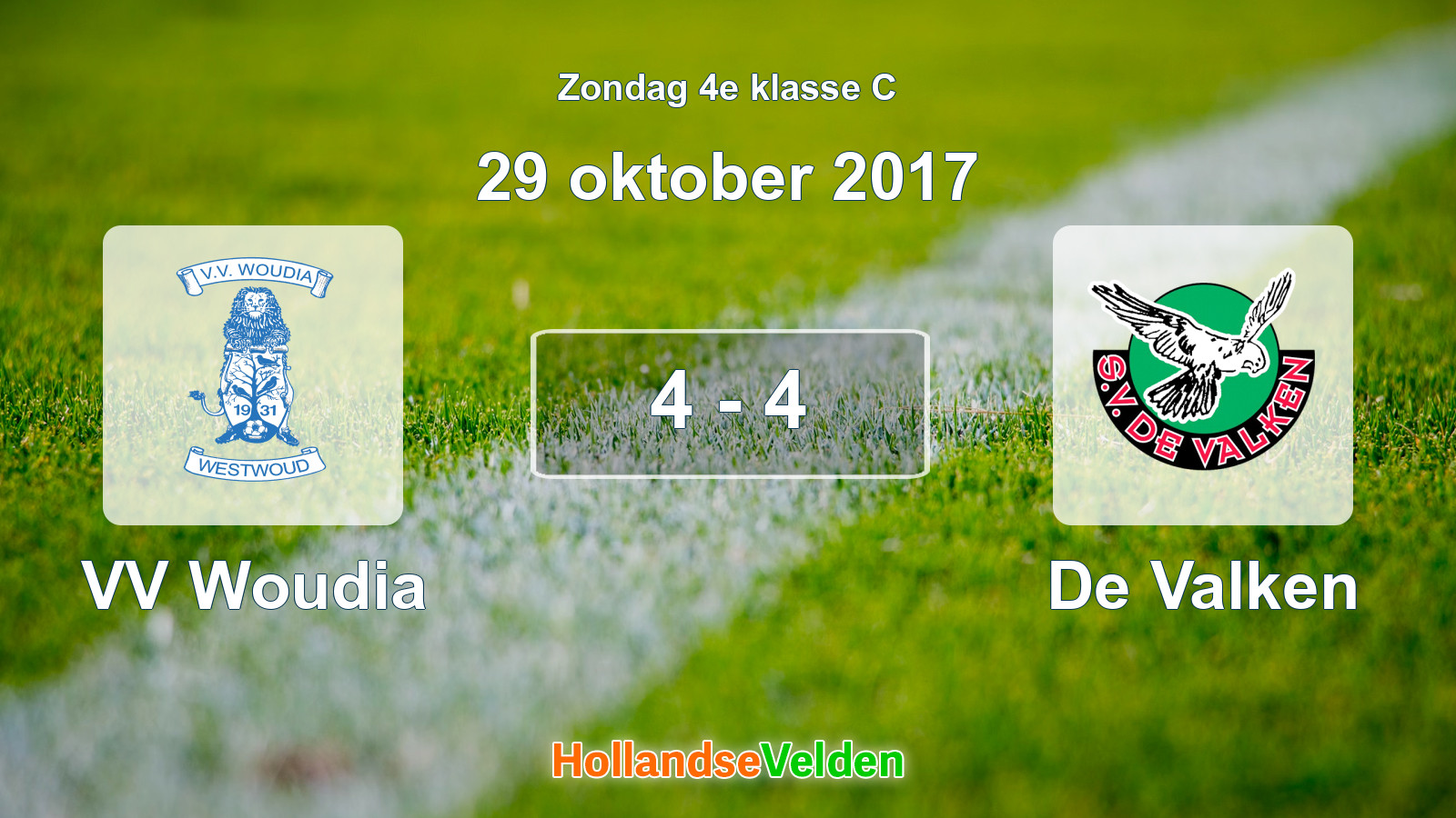 Gespeelde wedstrijd: VV Woudia - De Valken 4 - 4 (29 oktober 2017)
