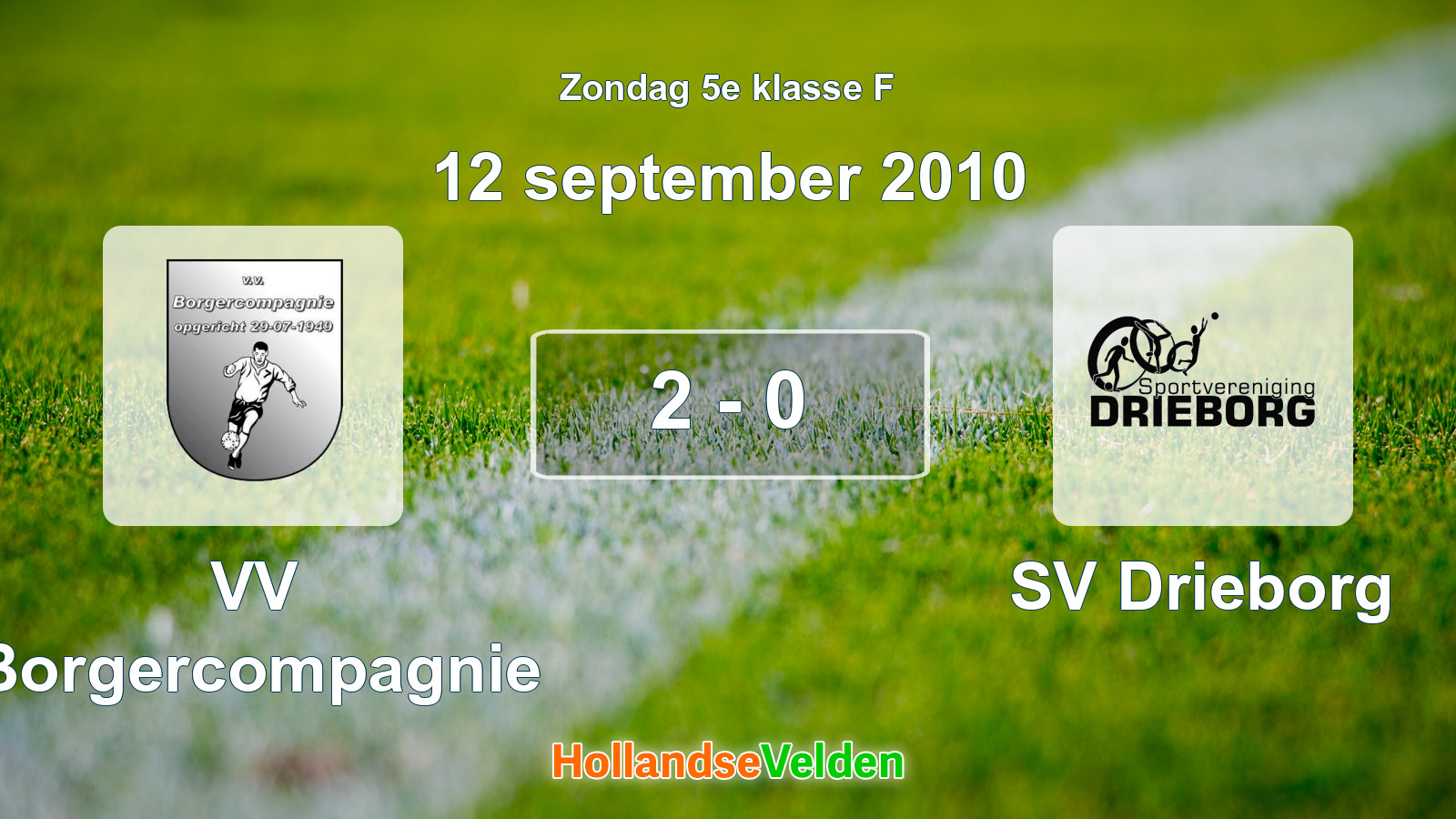 Gespeelde wedstrijd: VV Borgercompagnie - SV Drieborg 2 - 0 (12 september 2010)