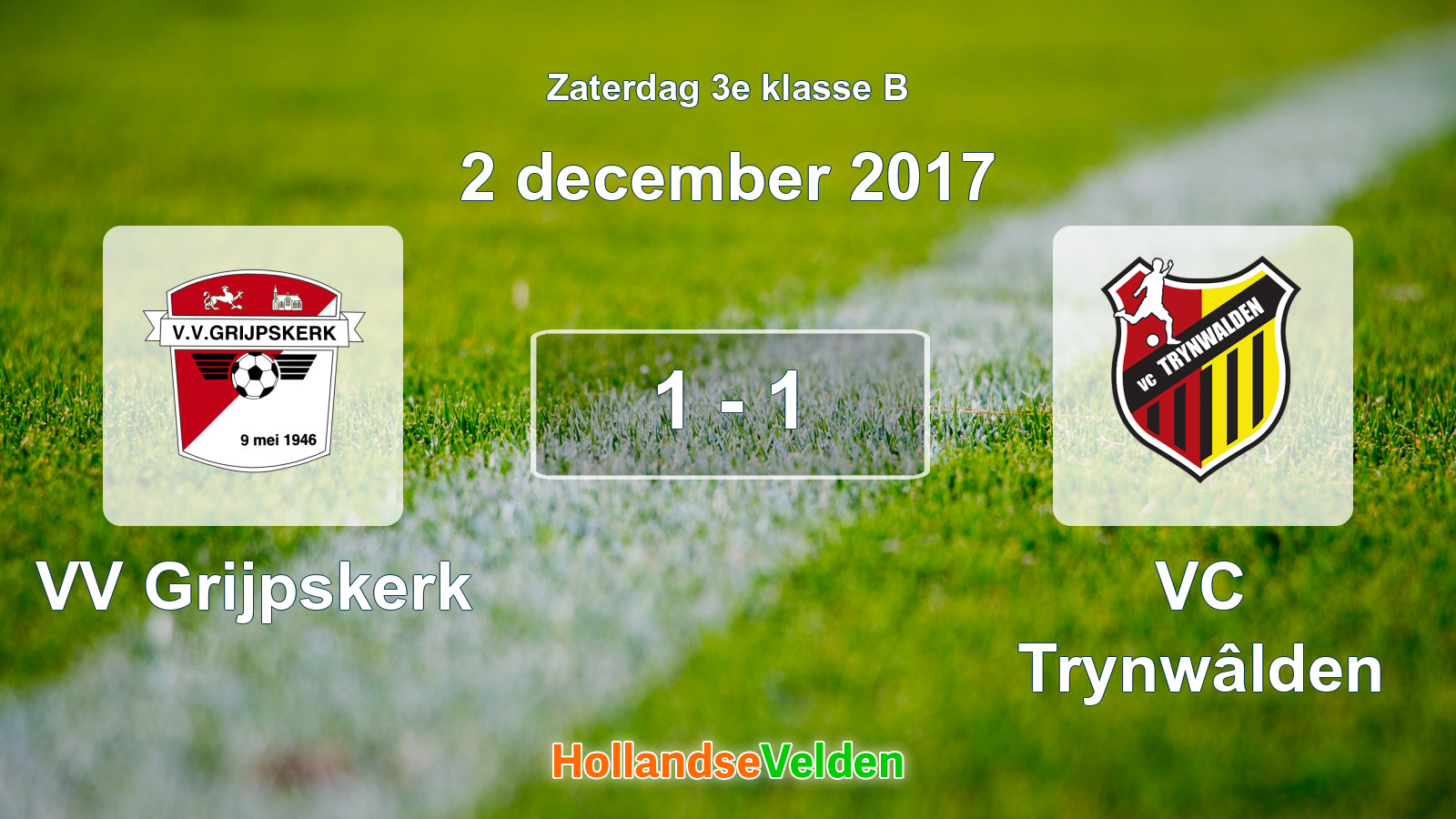 Gespeelde wedstrijd: VV Grijpskerk - VC Trynwâlden 1 - 1 (2 december 2017)