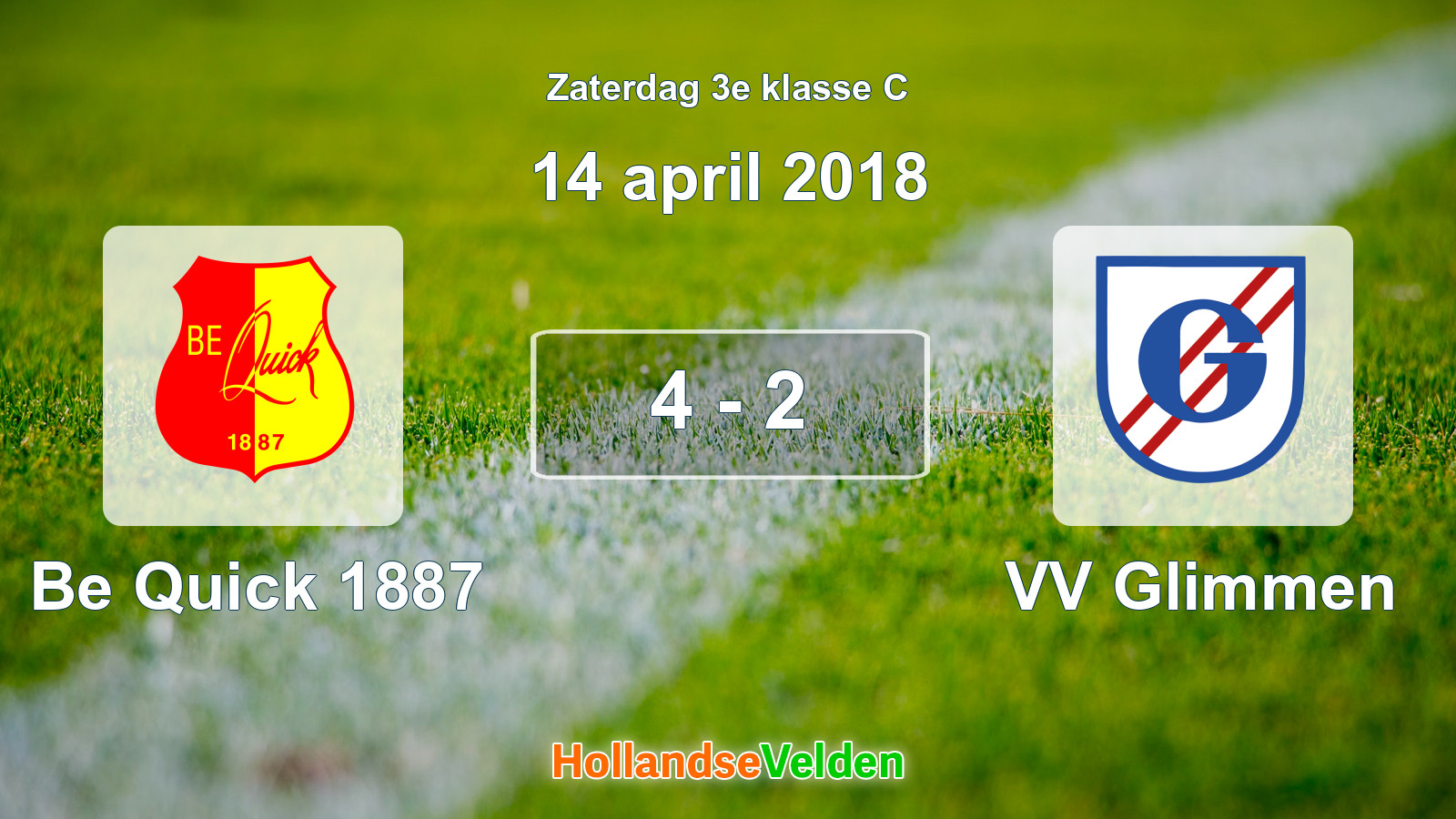 Gespeelde wedstrijd: Be Quick 1887 - VV Glimmen 4 - 2 (14 april 2018)