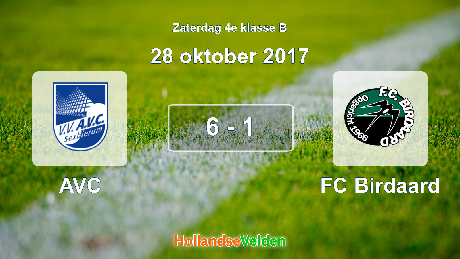 Gespeelde wedstrijd: AVC - FC Birdaard 6 - 1 (28 oktober 2017)
