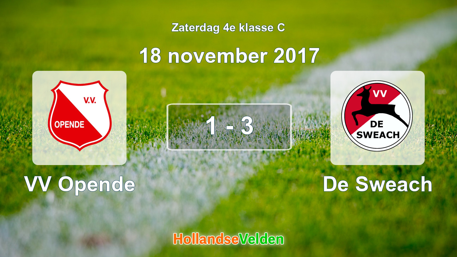Gespeelde wedstrijd: VV Opende - De Sweach 1 - 3 (18 november 2017)