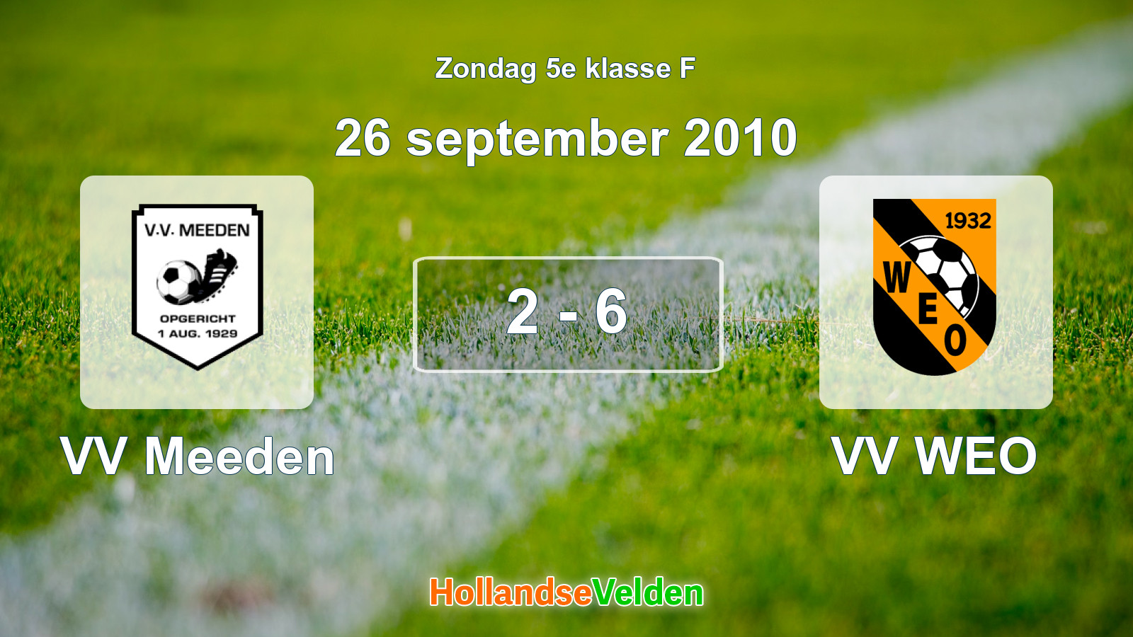 Gespeelde wedstrijd: VV Meeden - VV WEO 2 - 6 (26 september 2010)