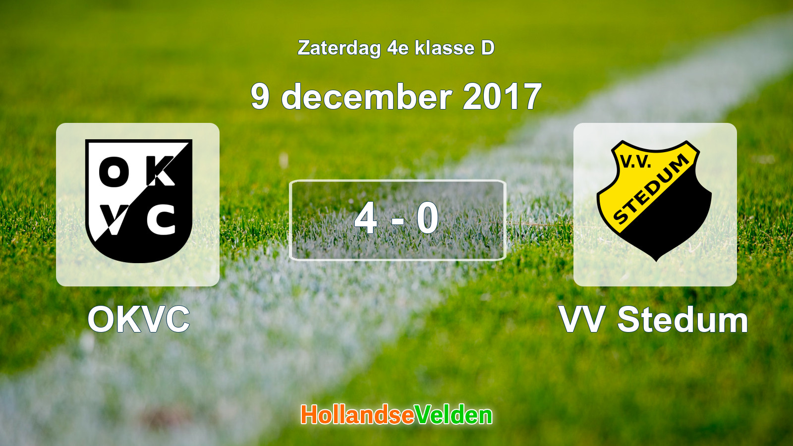 Gespeelde wedstrijd: OKVC - VV Stedum 4 - 0 (9 december 2017)