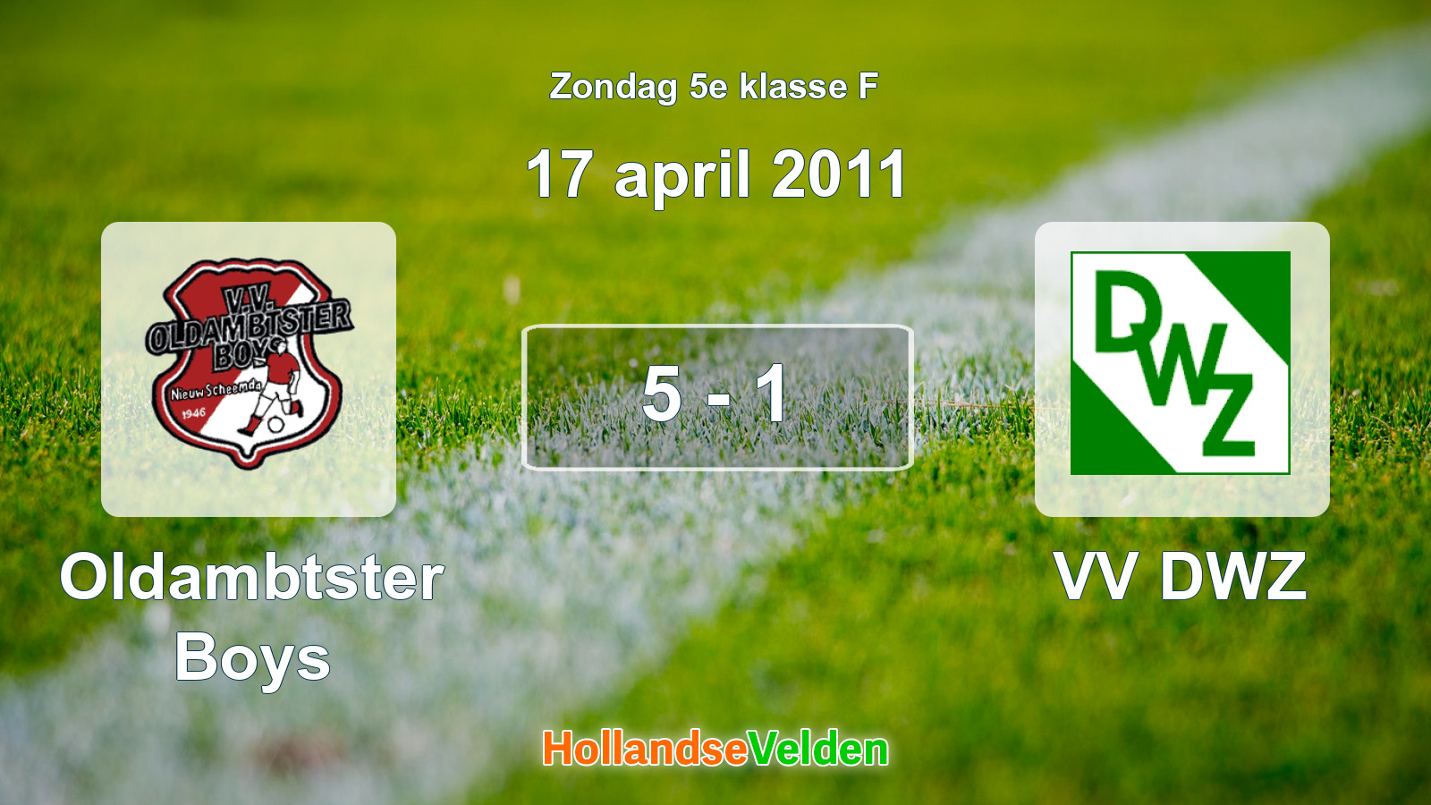 Gespeelde wedstrijd: Oldambtster Boys - VV DWZ 5 - 1 (17 april 2011)
