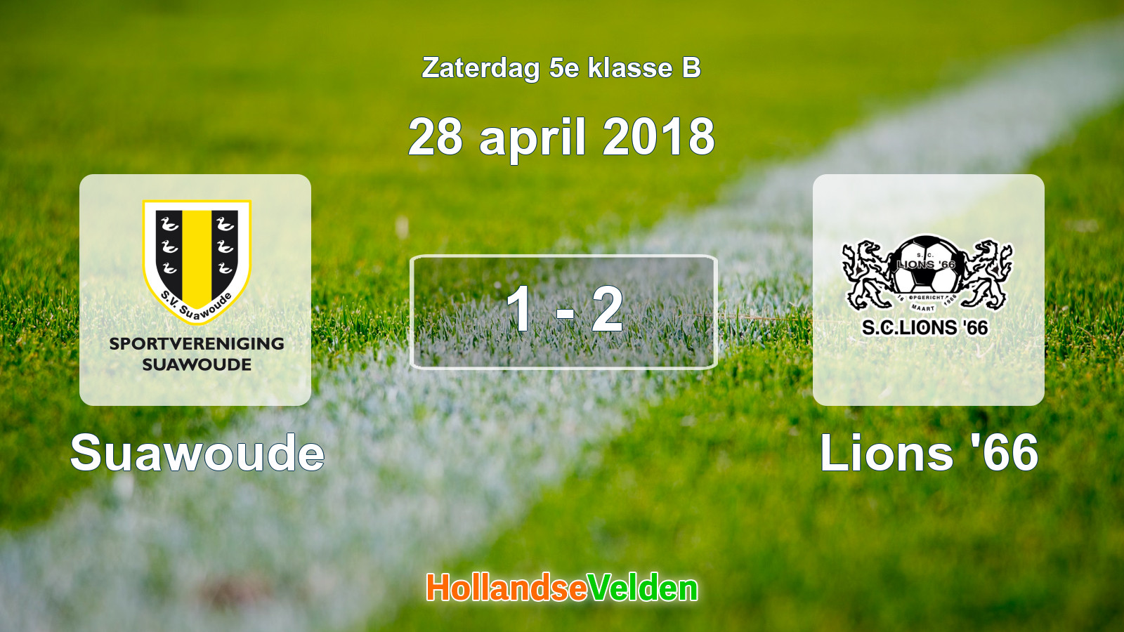 Gespeelde wedstrijd: Suawoude - Lions '66 1 - 2 (28 april 2018)