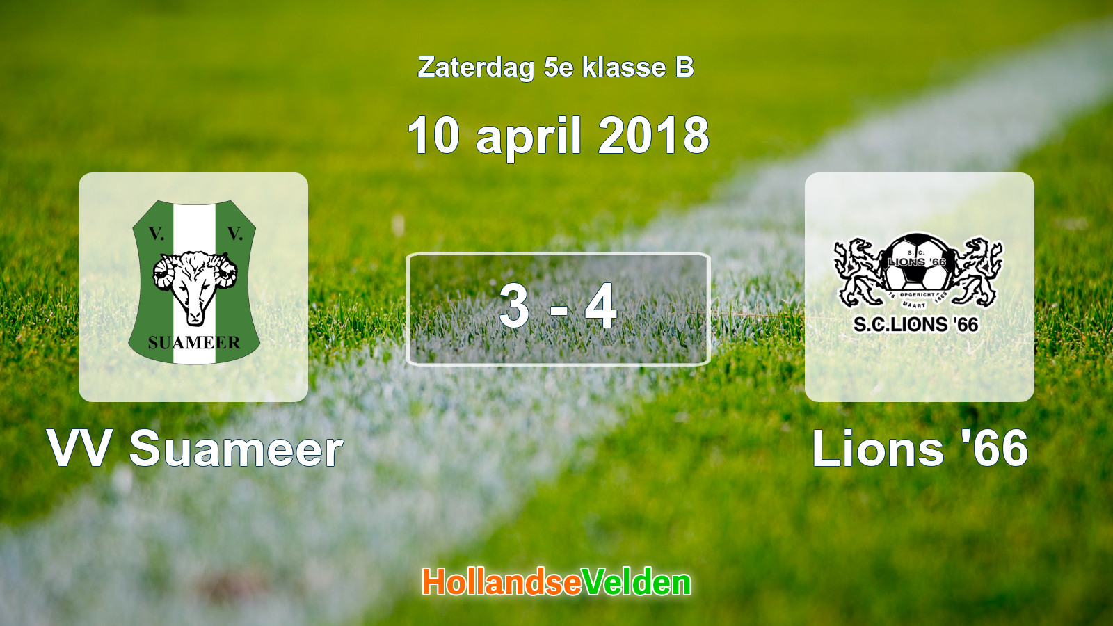 Gespeelde wedstrijd: VV Suameer - Lions '66 3 - 4 (10 april 2018)