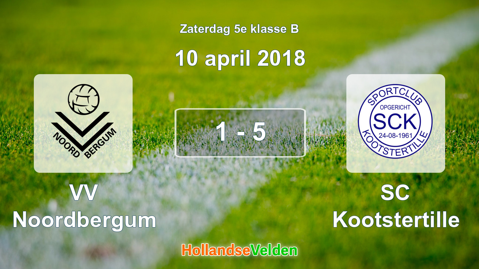 Gespeelde wedstrijd: VV Noordbergum - SC Kootstertille 1 - 5 (10 april 2018)