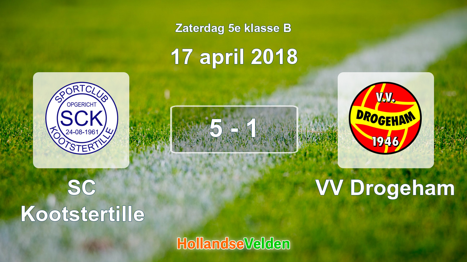 Gespeelde wedstrijd: SC Kootstertille - VV Drogeham 5 - 1 (17 april 2018)