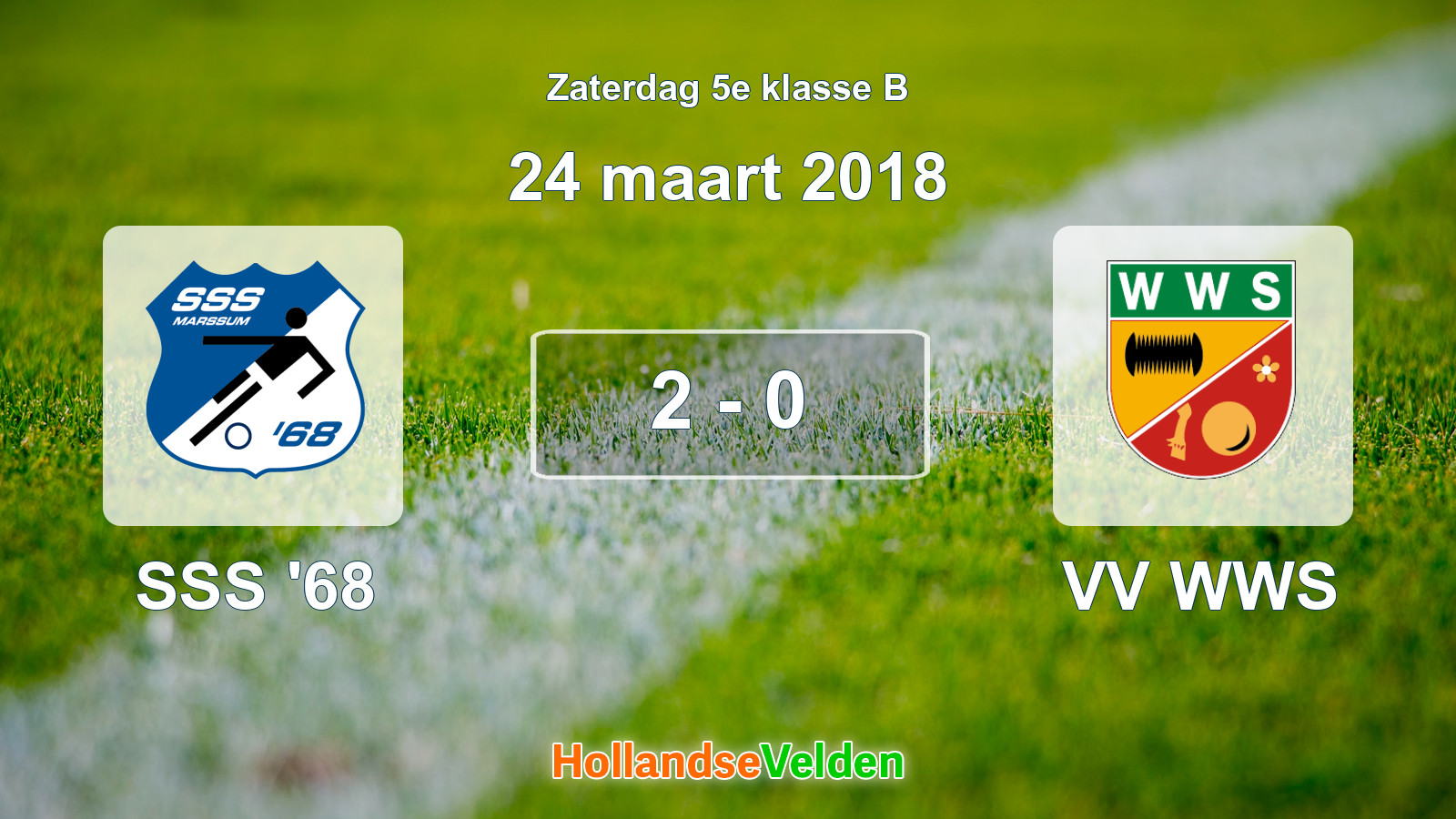 Gespeelde wedstrijd: SSS '68 - VV WWS 2 - 0 (24 maart 2018)