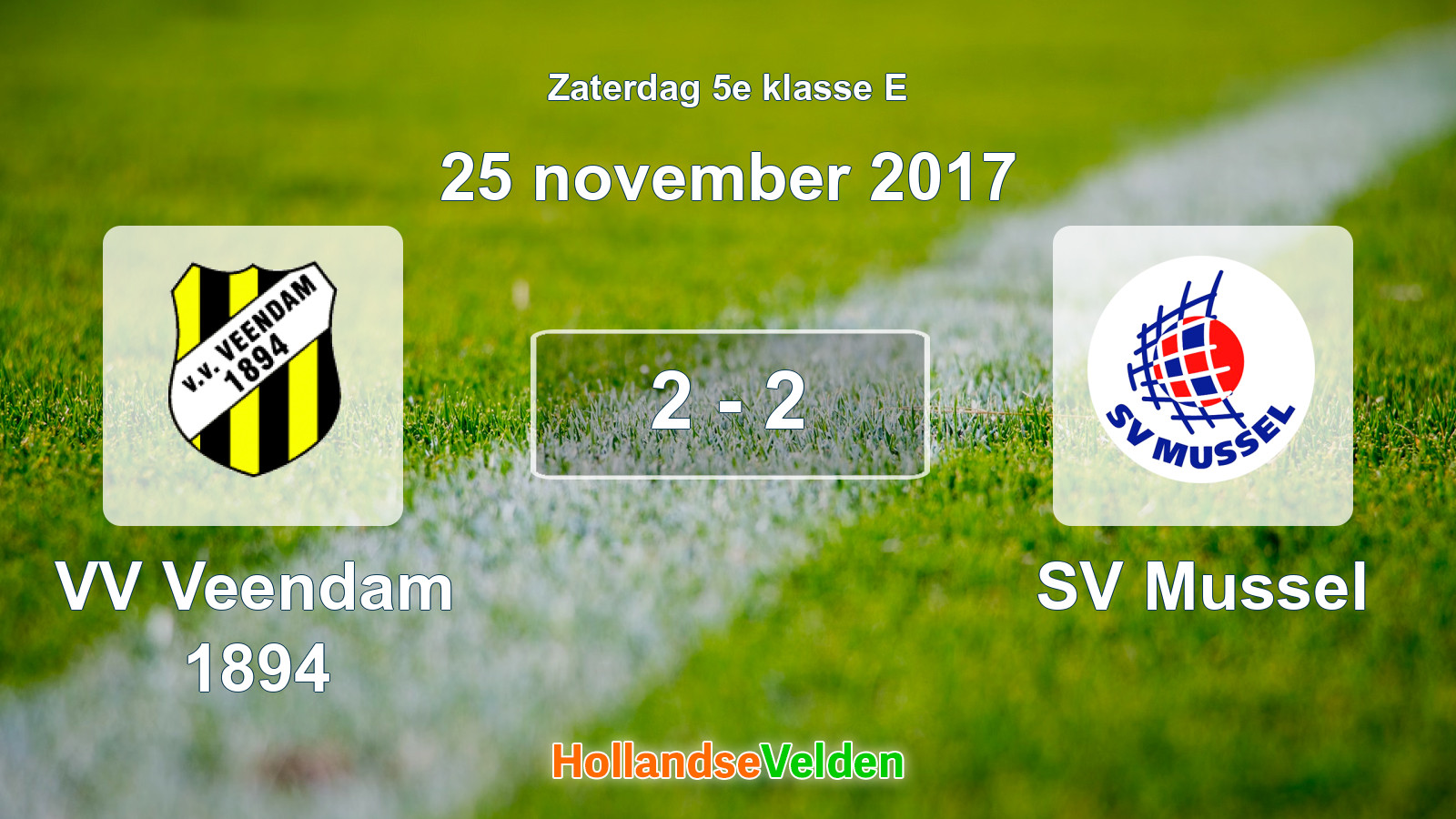 Gespeelde wedstrijd: VV Veendam 1894 - SV Mussel 2 - 2 (25 november 2017)