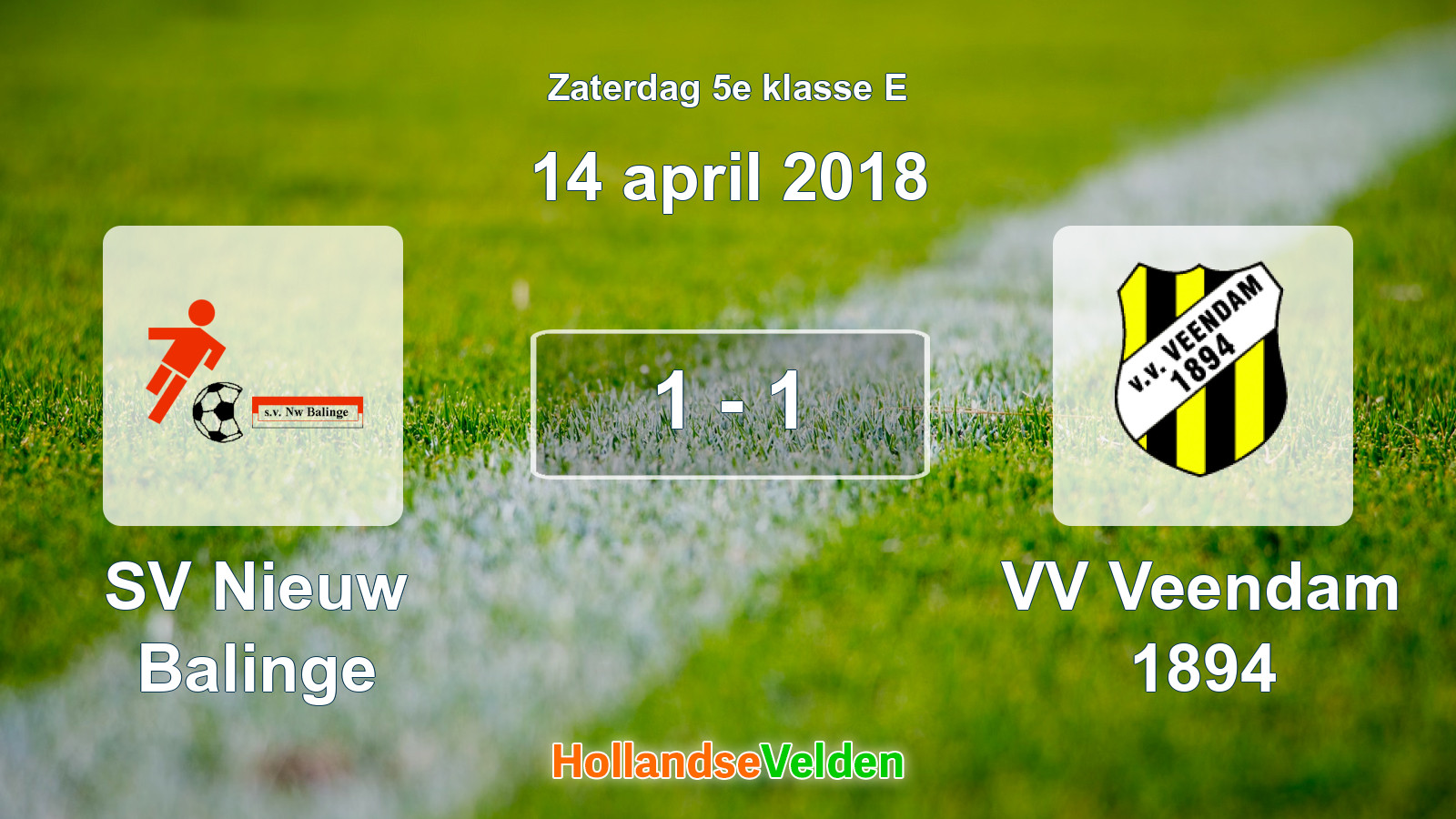 Gespeelde wedstrijd: SV Nieuw Balinge - VV Veendam 1894 1 - 1 (14 april 2018)