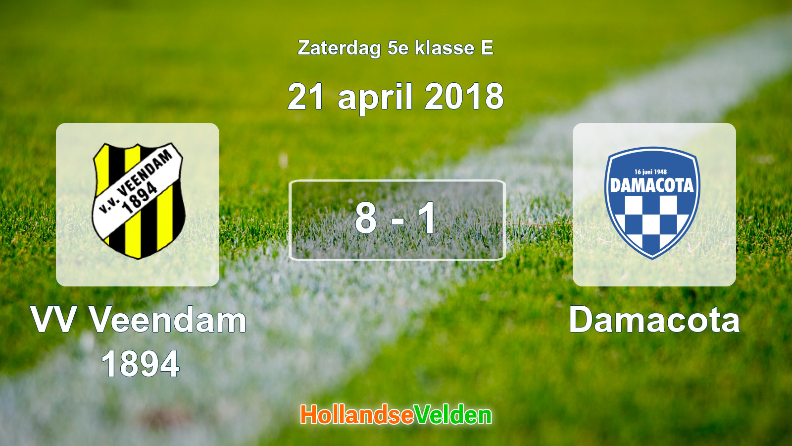 Gespeelde wedstrijd: VV Veendam 1894 - Damacota 8 - 1 (21 april 2018)