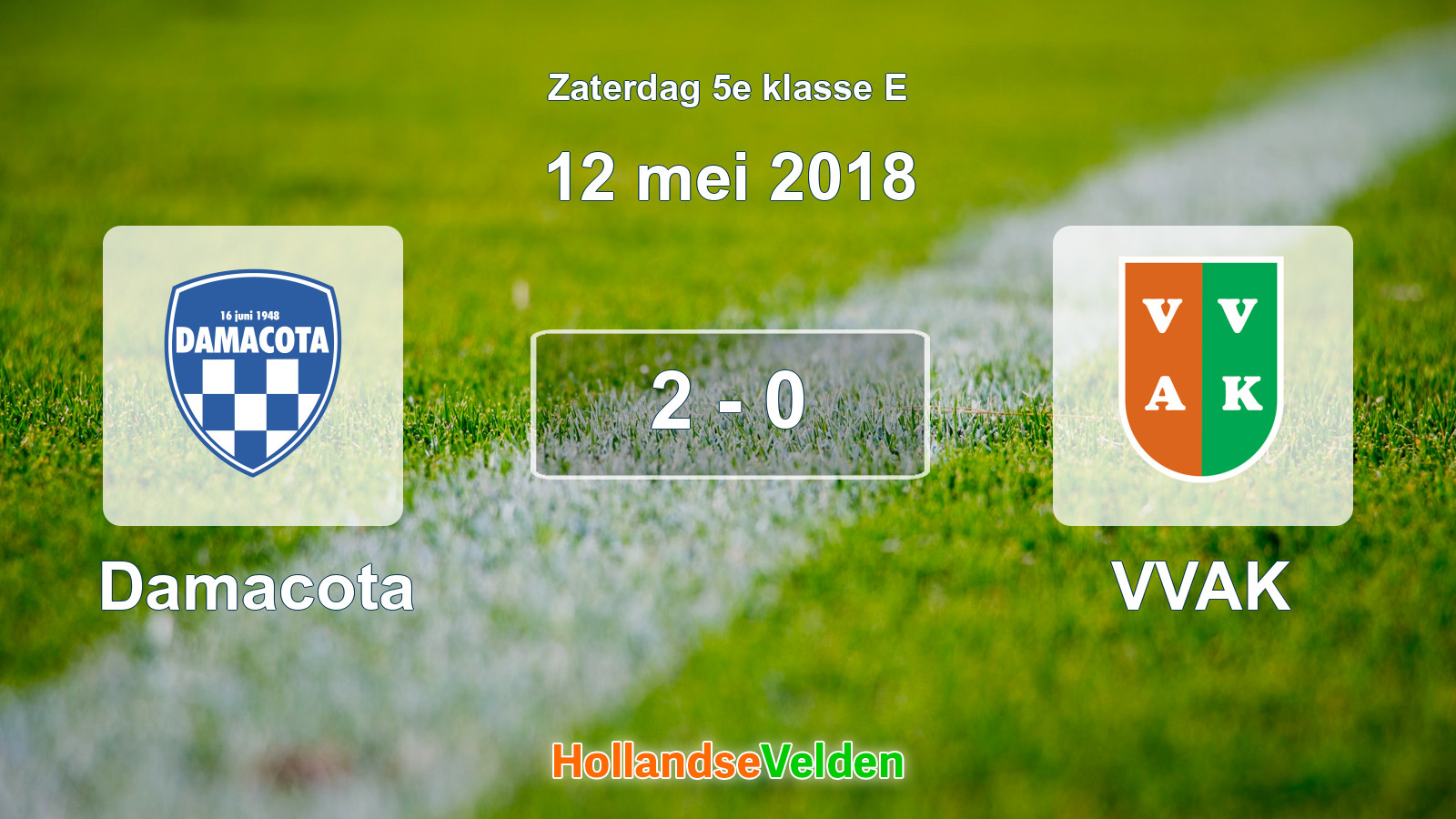 Gespeelde wedstrijd: Damacota - VVAK 2 - 0 (12 mei 2018)