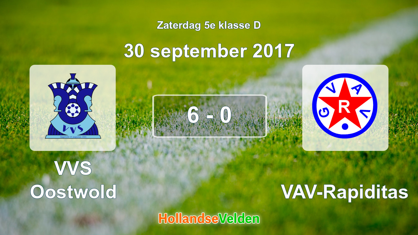 Gespeelde wedstrijd: VVS Oostwold - GVAV-Rapiditas 6 - 0 (30 september 2017)