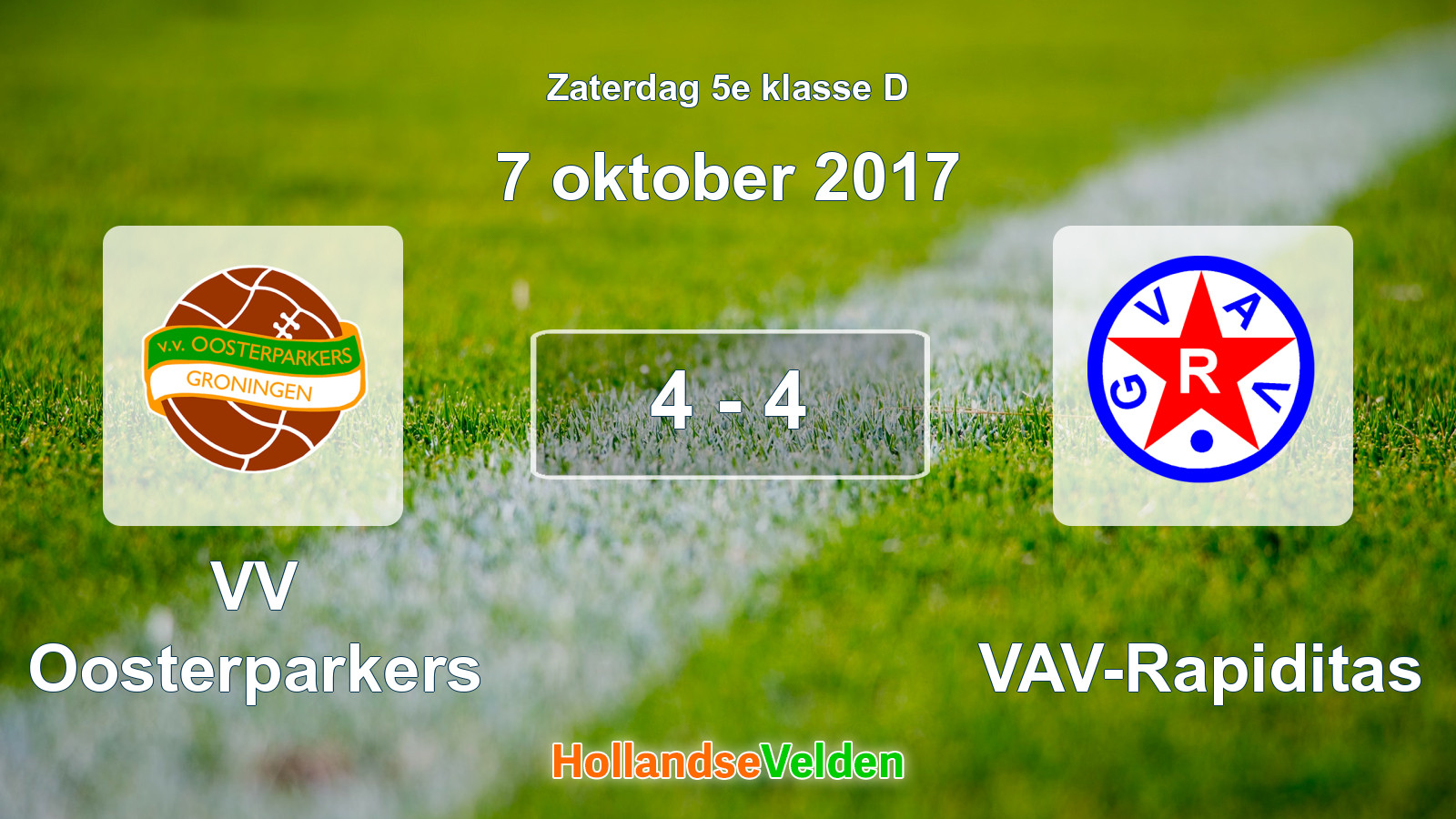 Gespeelde wedstrijd: VV Oosterparkers - GVAV-Rapiditas 4 - 4 (7 oktober 2017)