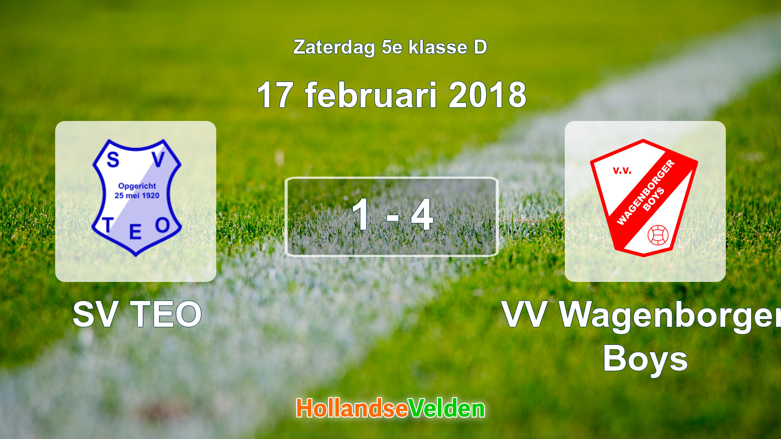 Gespeelde wedstrijd: SV TEO - VV Wagenborger Boys 1 - 4 (17 februari 2018)