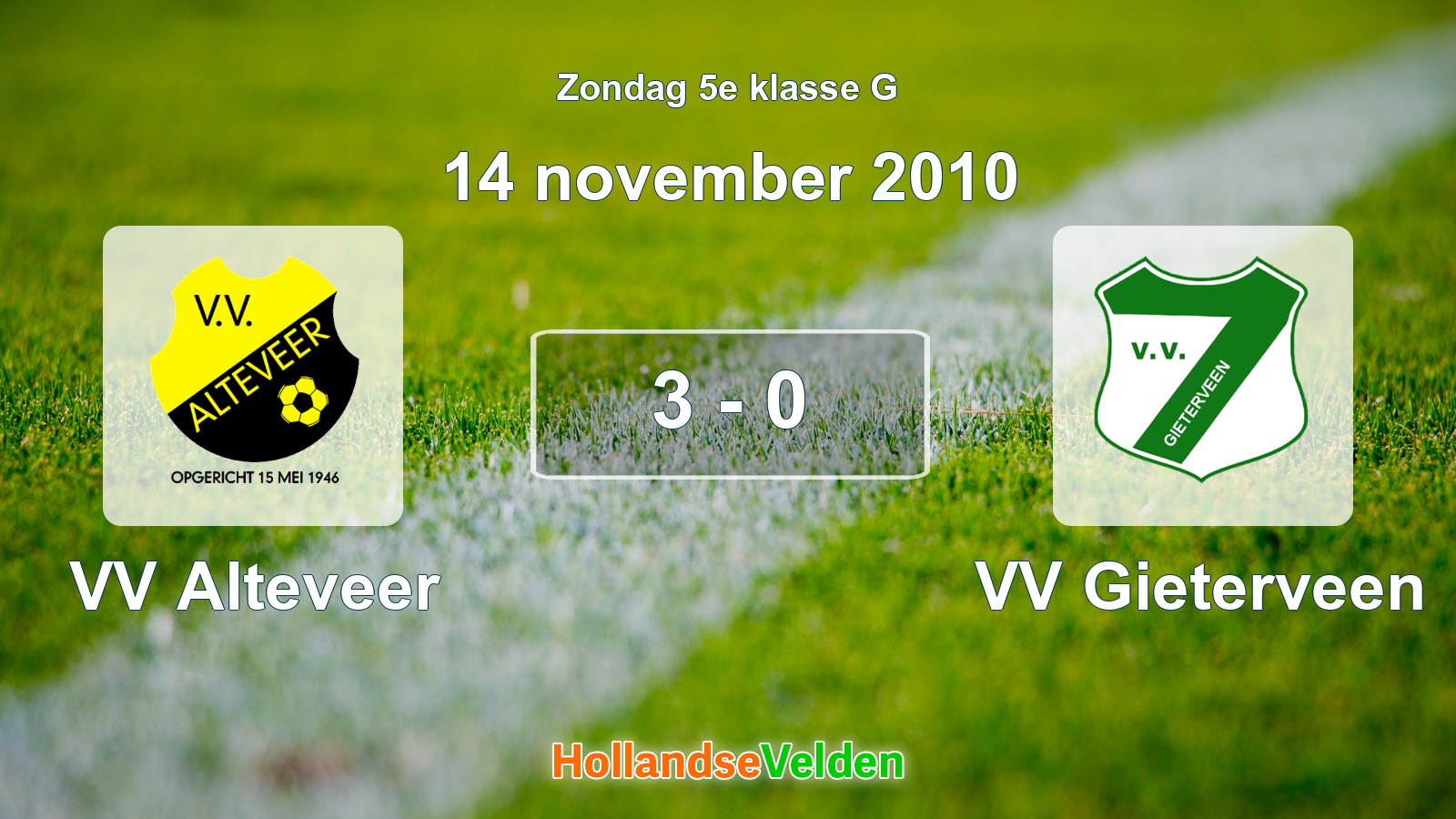 Gespeelde wedstrijd: VV Alteveer - VV Gieterveen 3 - 0 (14 november 2010)