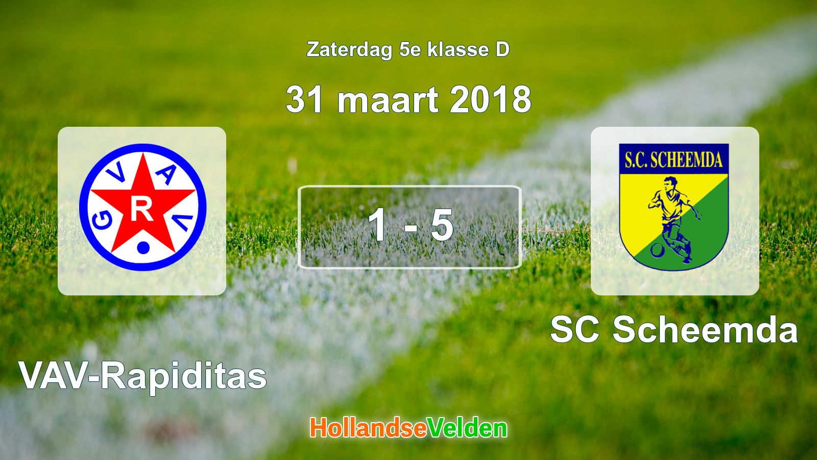 Gespeelde wedstrijd: GVAV-Rapiditas - SC Scheemda 1 - 5 (31 maart 2018)