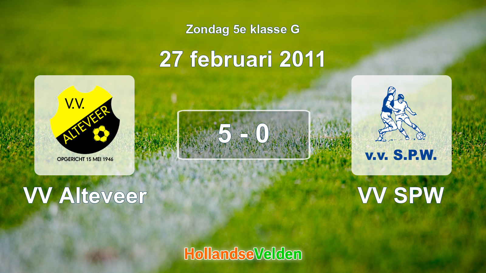 Gespeelde wedstrijd: VV Alteveer - VV SPW 5 - 0 (27 februari 2011)