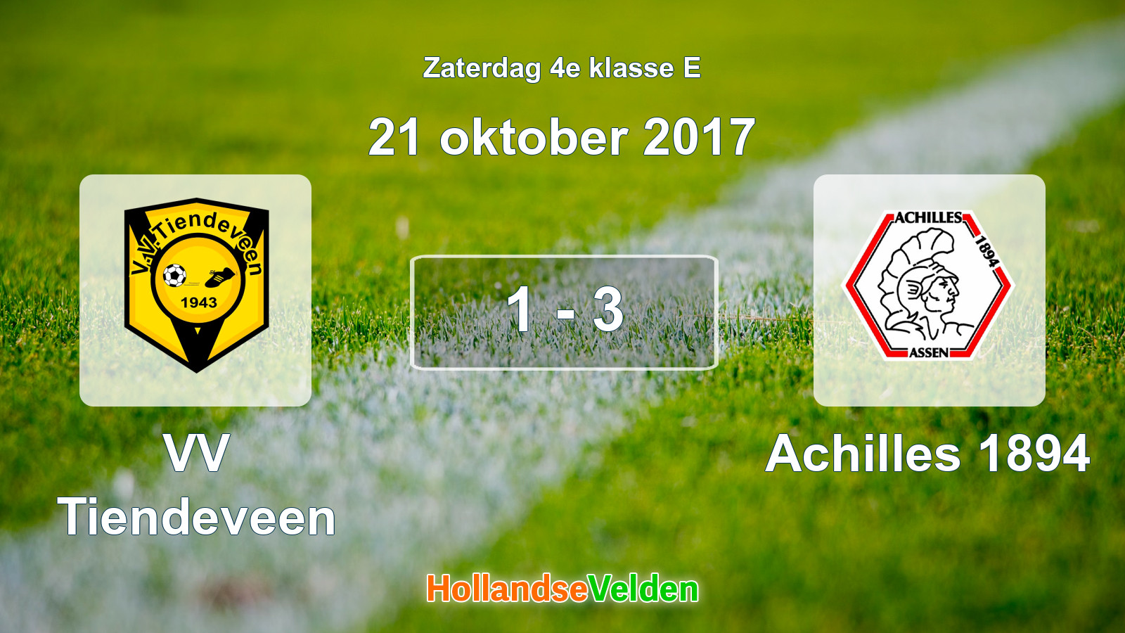 Gespeelde wedstrijd: VV Tiendeveen - Achilles 1894 1 - 3 (21 oktober 2017)