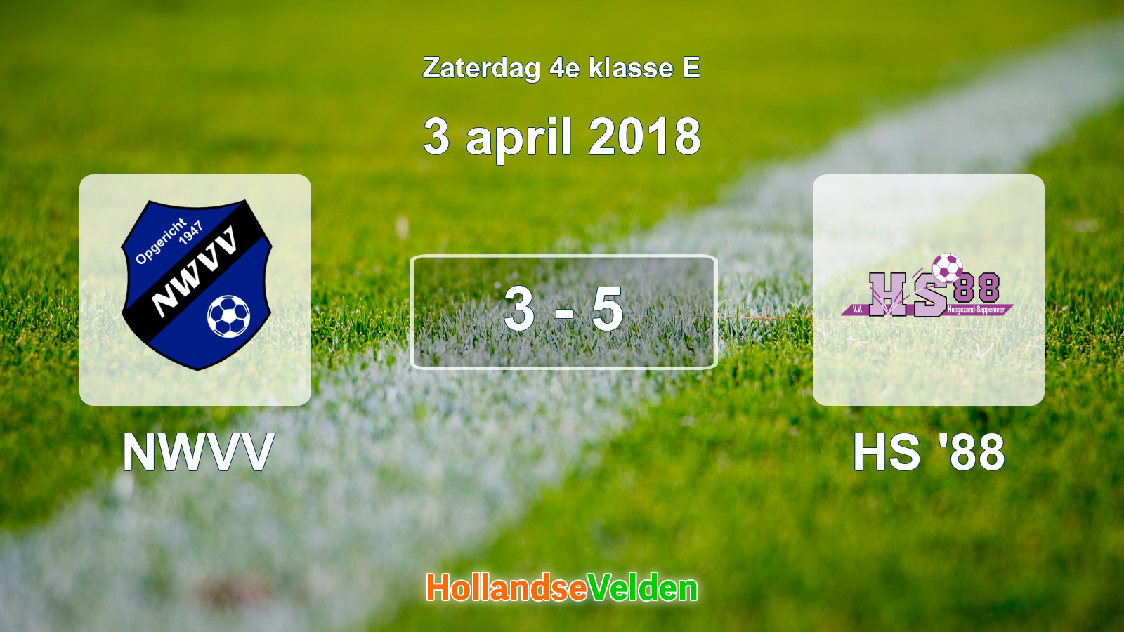 Gespeelde wedstrijd: NWVV - HS '88 3 - 5 (3 april 2018)