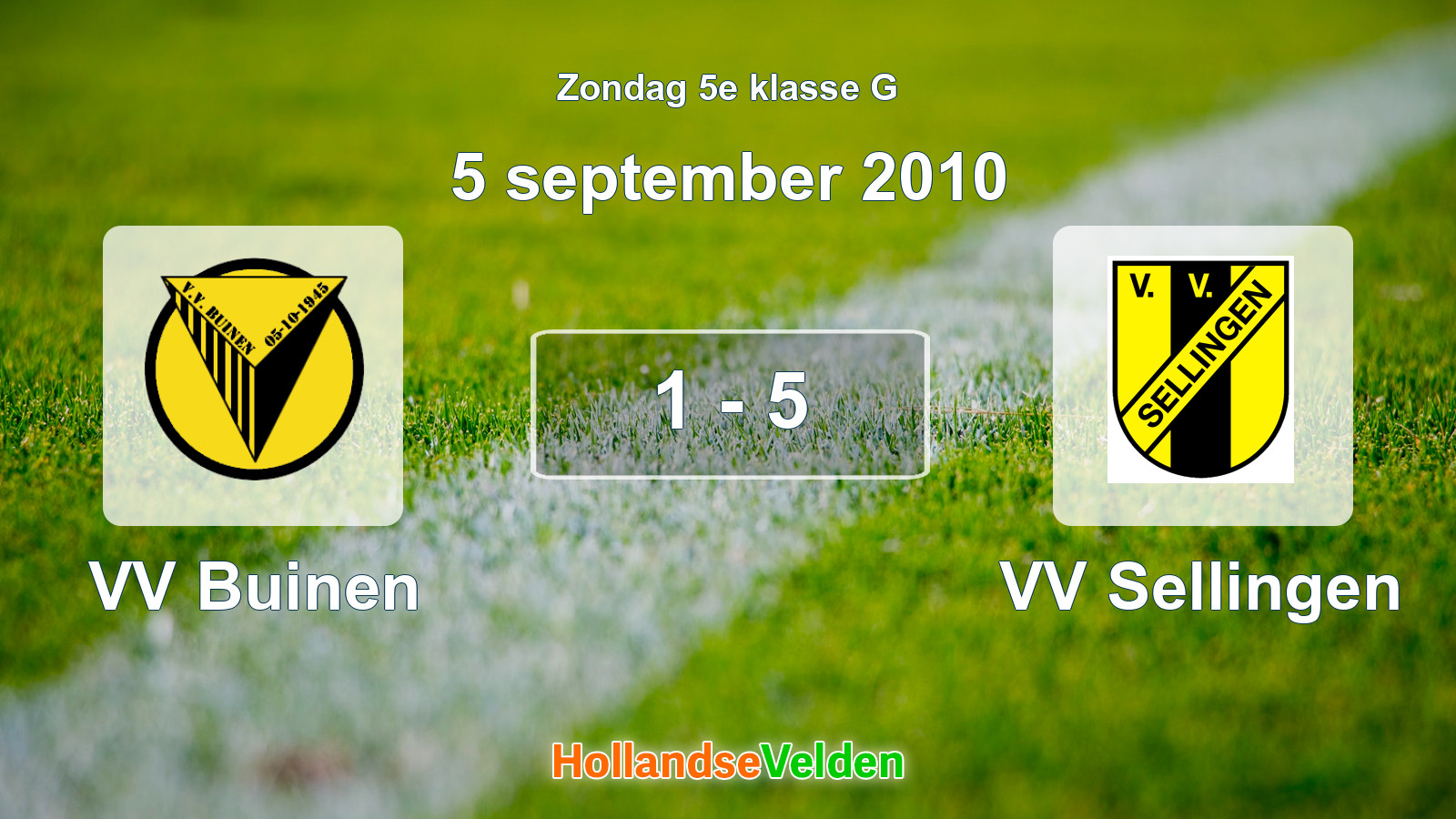 Gespeelde wedstrijd: VV Buinen - VV Sellingen 1 - 5 (5 september 2010)
