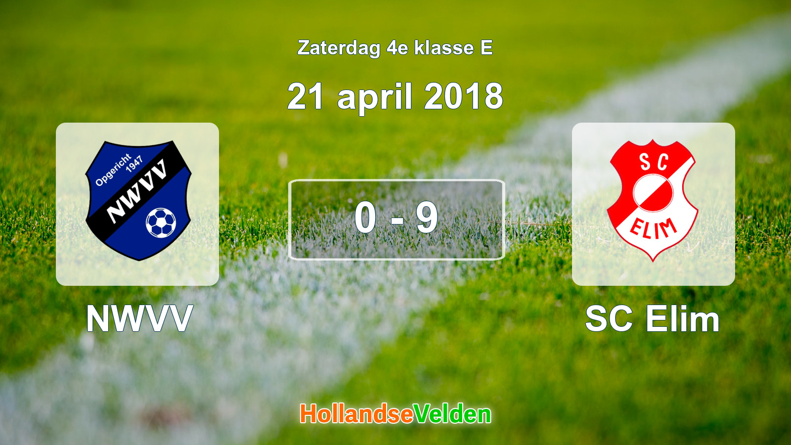 Gespeelde wedstrijd: NWVV - SC Elim 0 - 9 (21 april 2018)
