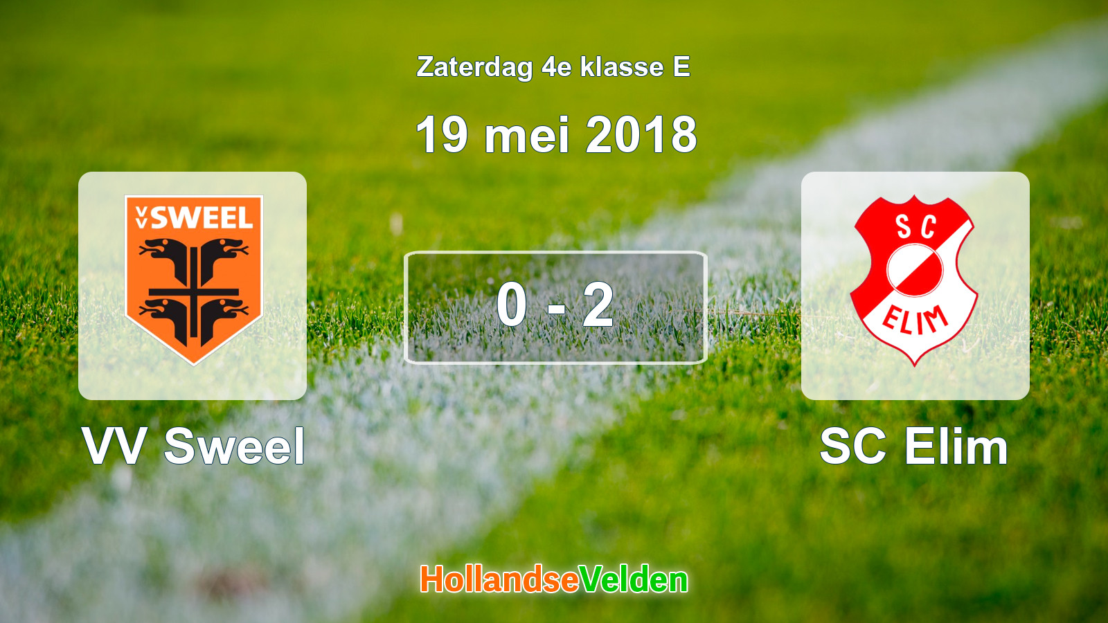 Gespeelde wedstrijd: VV Sweel - SC Elim 0 - 2 (19 mei 2018)