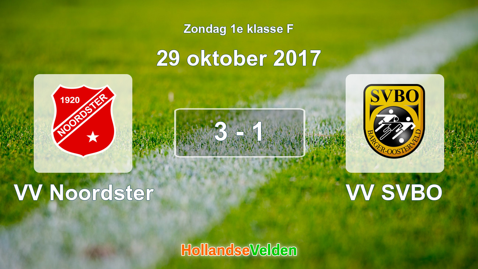 Gespeelde wedstrijd: VV Noordster - VV SVBO 3 - 1 (29 oktober 2017)
