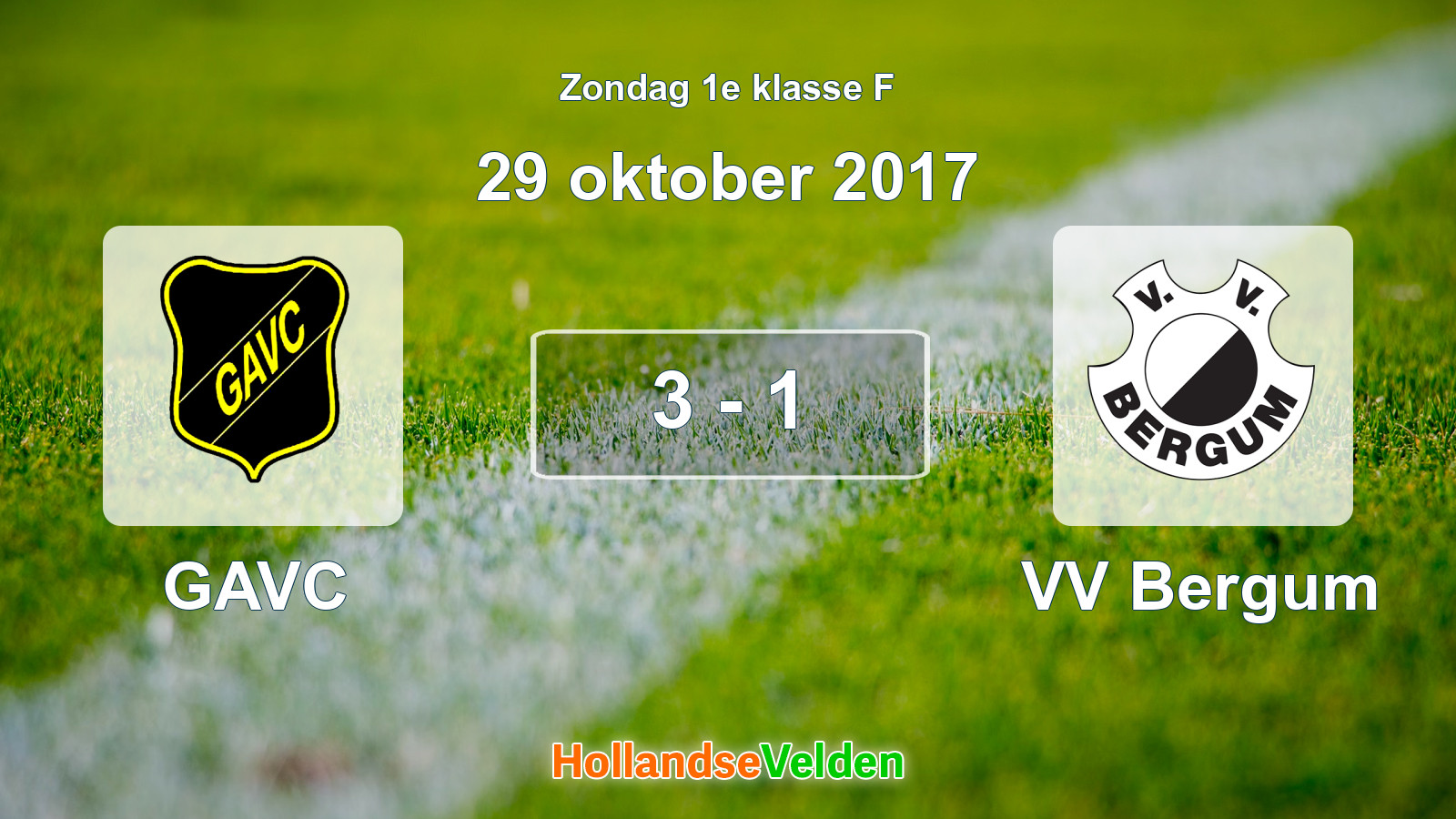 Gespeelde wedstrijd: GAVC - VV Bergum 3 - 1 (29 oktober 2017)