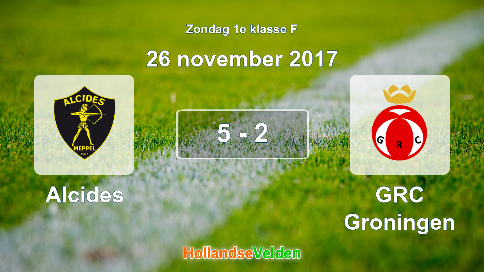 Gespeelde wedstrijd: Alcides - GRC Groningen 5 - 2 (26 november 2017)