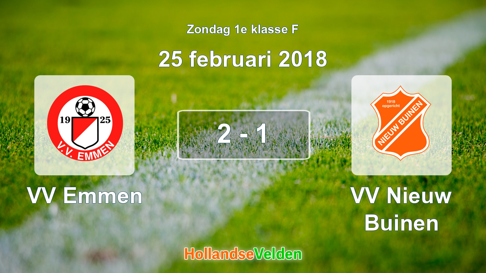 Gespeelde wedstrijd: VV Emmen - VV Nieuw Buinen 2 - 1 (25 februari 2018)