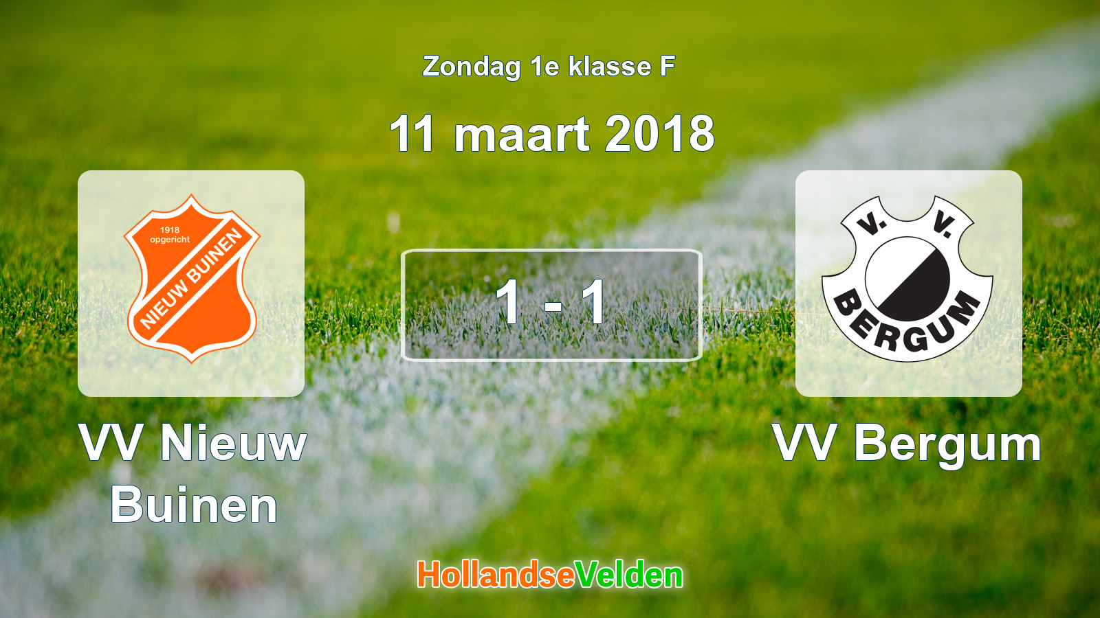 Gespeelde wedstrijd: VV Nieuw Buinen - VV Bergum 1 - 1 (11 maart 2018)