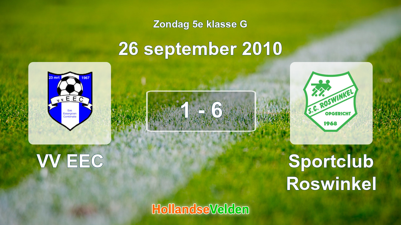 Gespeelde wedstrijd: VV EEC - Sportclub Roswinkel 1 - 6 (26 september 2010)