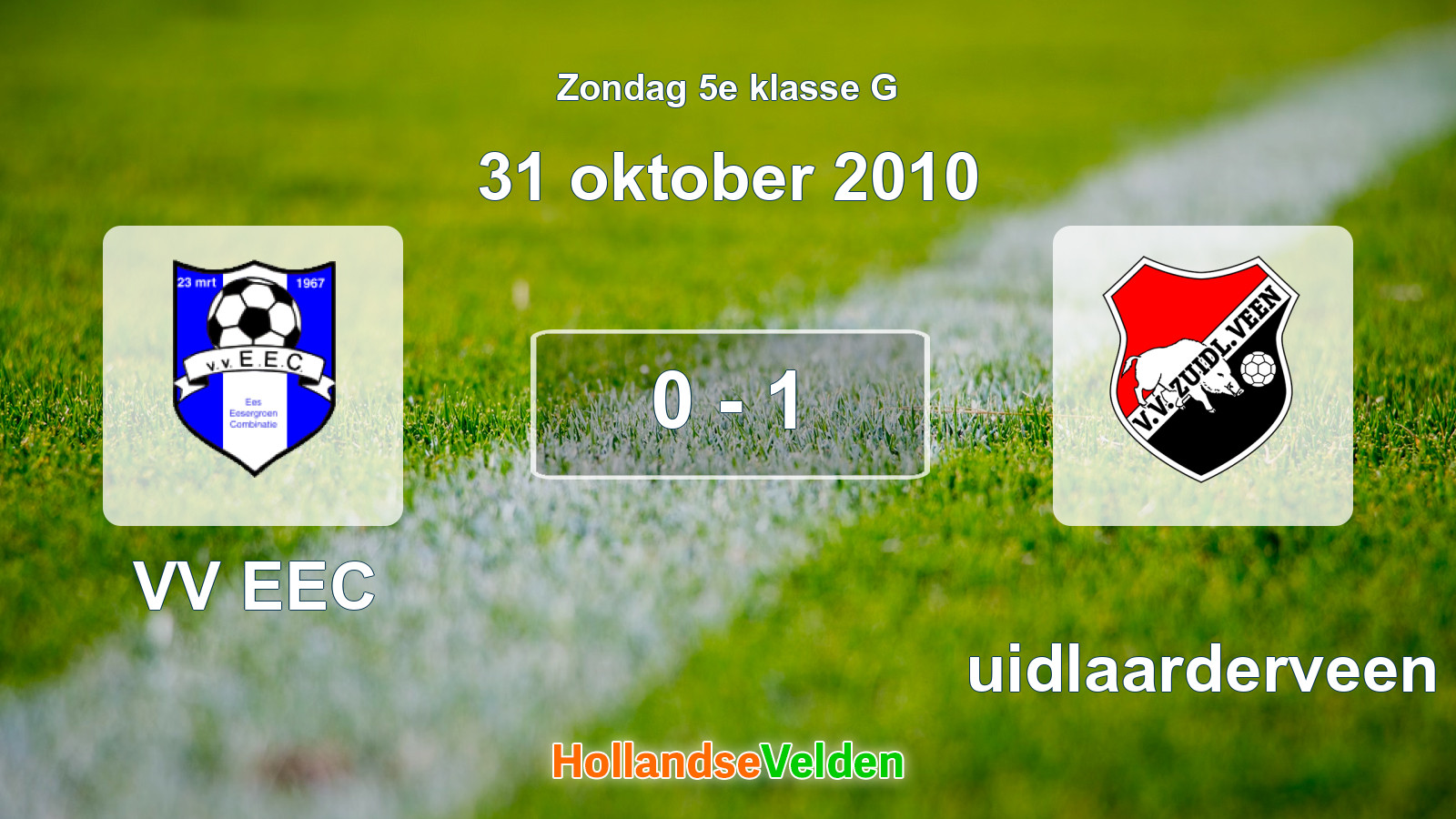Gespeelde wedstrijd: VV EEC - Zuidlaarderveen 0 - 1 (31 oktober 2010)
