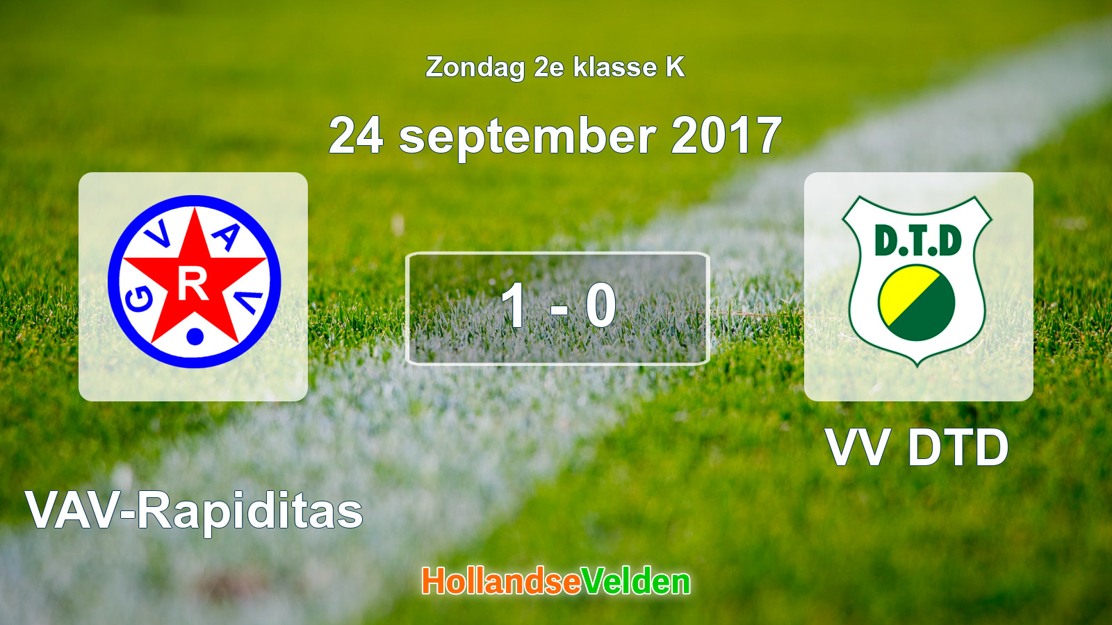 Gespeelde wedstrijd: GVAV-Rapiditas - VV DTD 1 - 0 (24 september 2017)