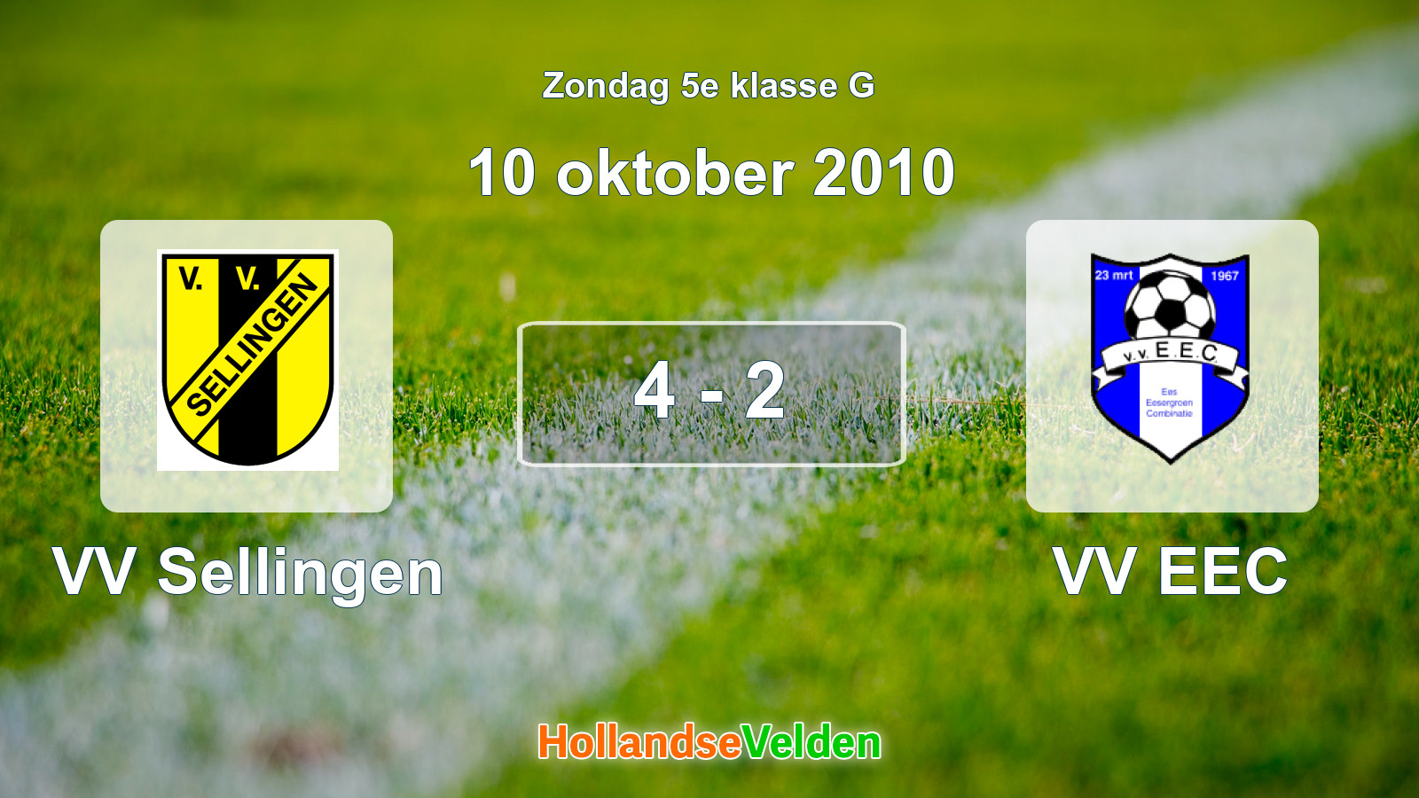 Gespeelde wedstrijd: VV Sellingen - VV EEC 4 - 2 (10 oktober 2010)