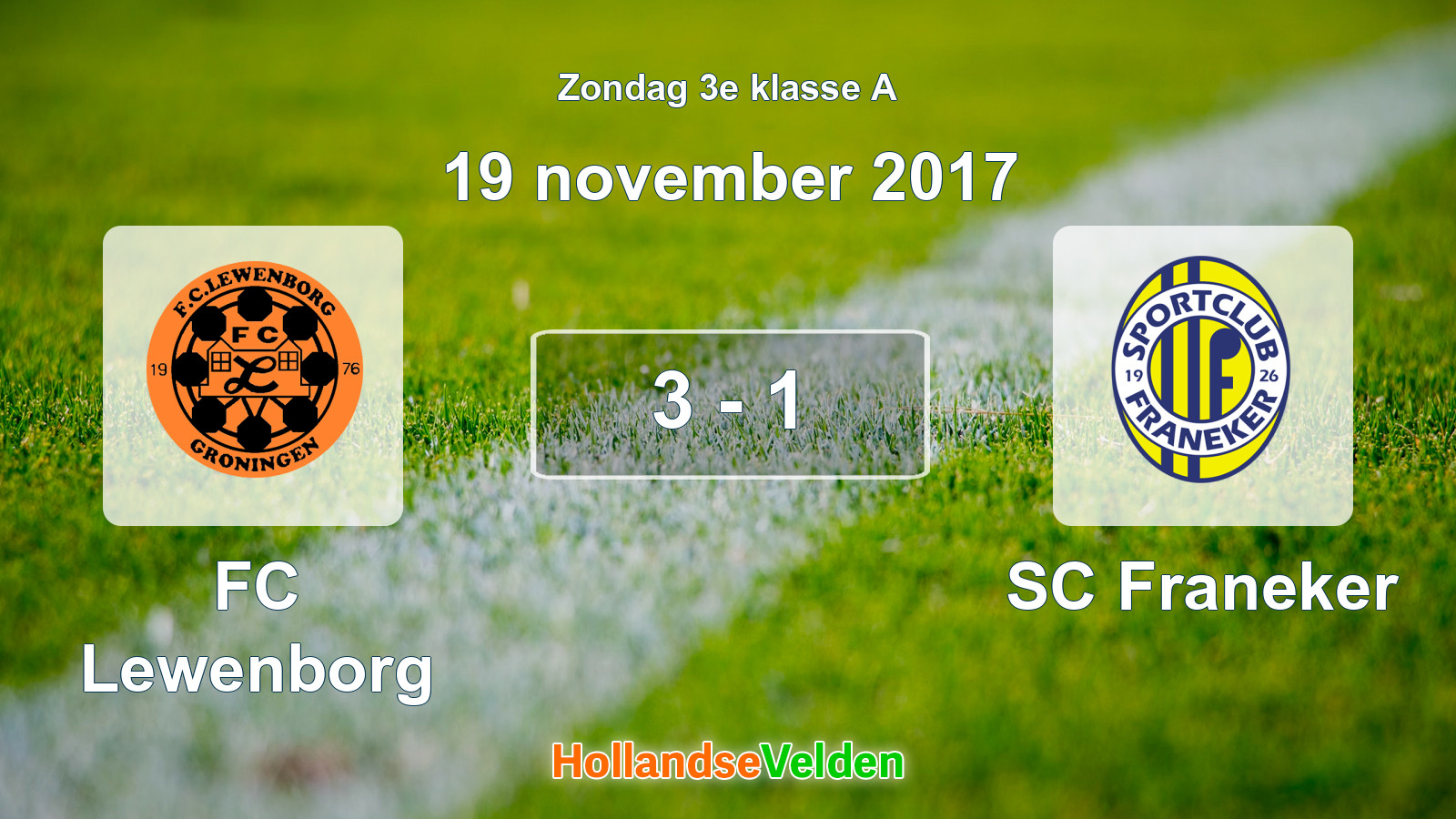 Gespeelde wedstrijd: FC Lewenborg - SC Franeker 3 - 1 (19 november 2017)