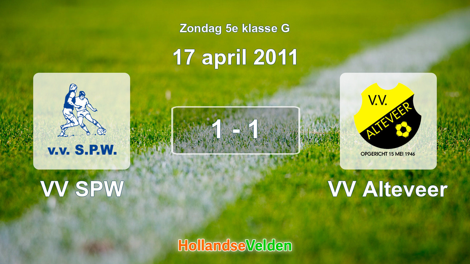 Gespeelde wedstrijd: VV SPW - VV Alteveer 1 - 1 (17 april 2011)