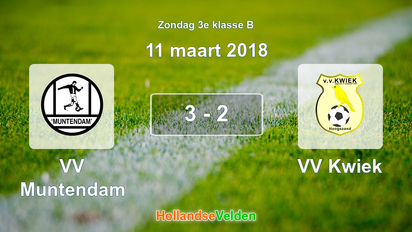 Gespeelde wedstrijd: VV Muntendam - VV Kwiek 3 - 2 (11 maart 2018)