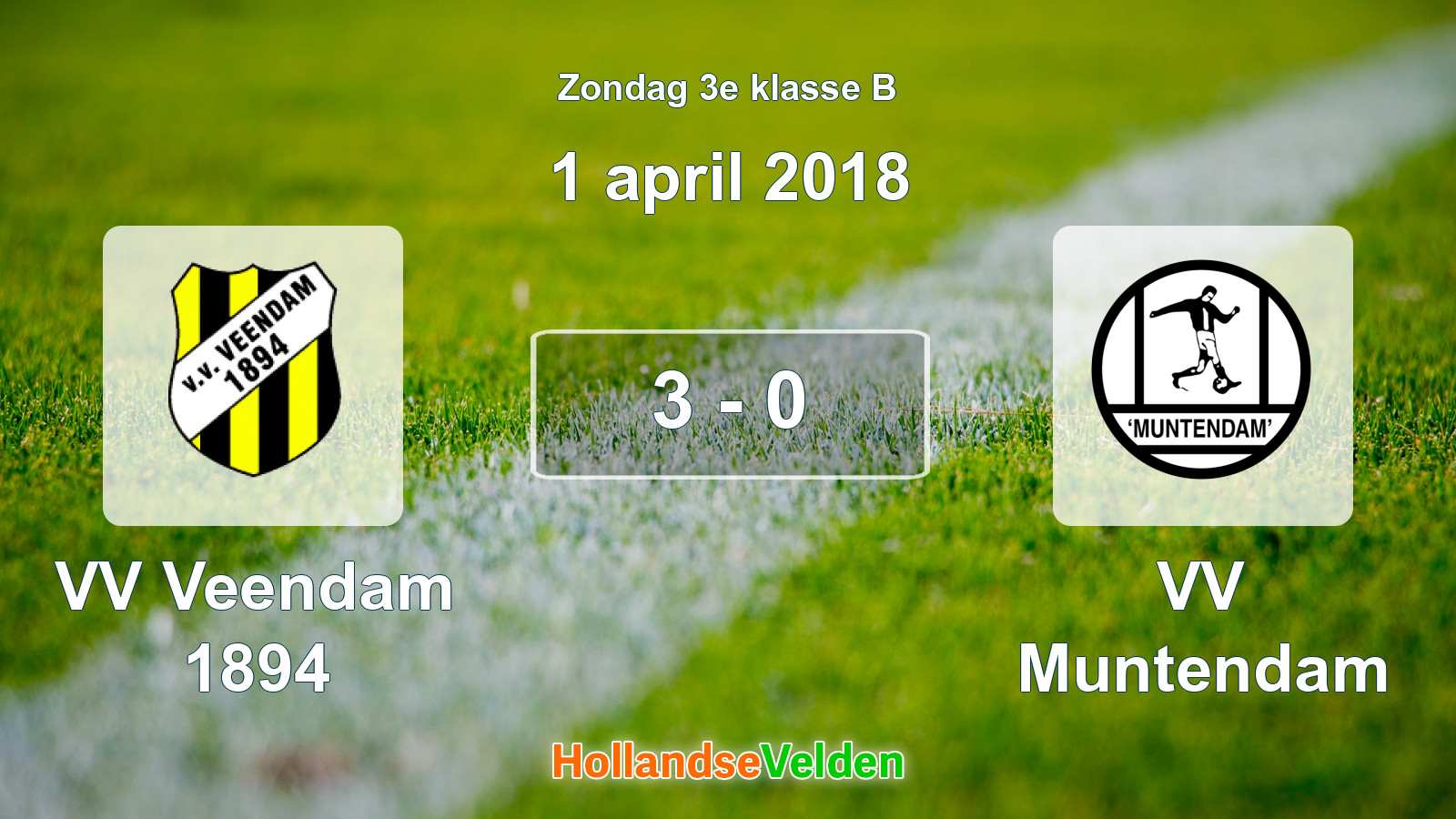 Gespeelde wedstrijd: VV Veendam 1894 - VV Muntendam 3 - 0 (1 april 2018)