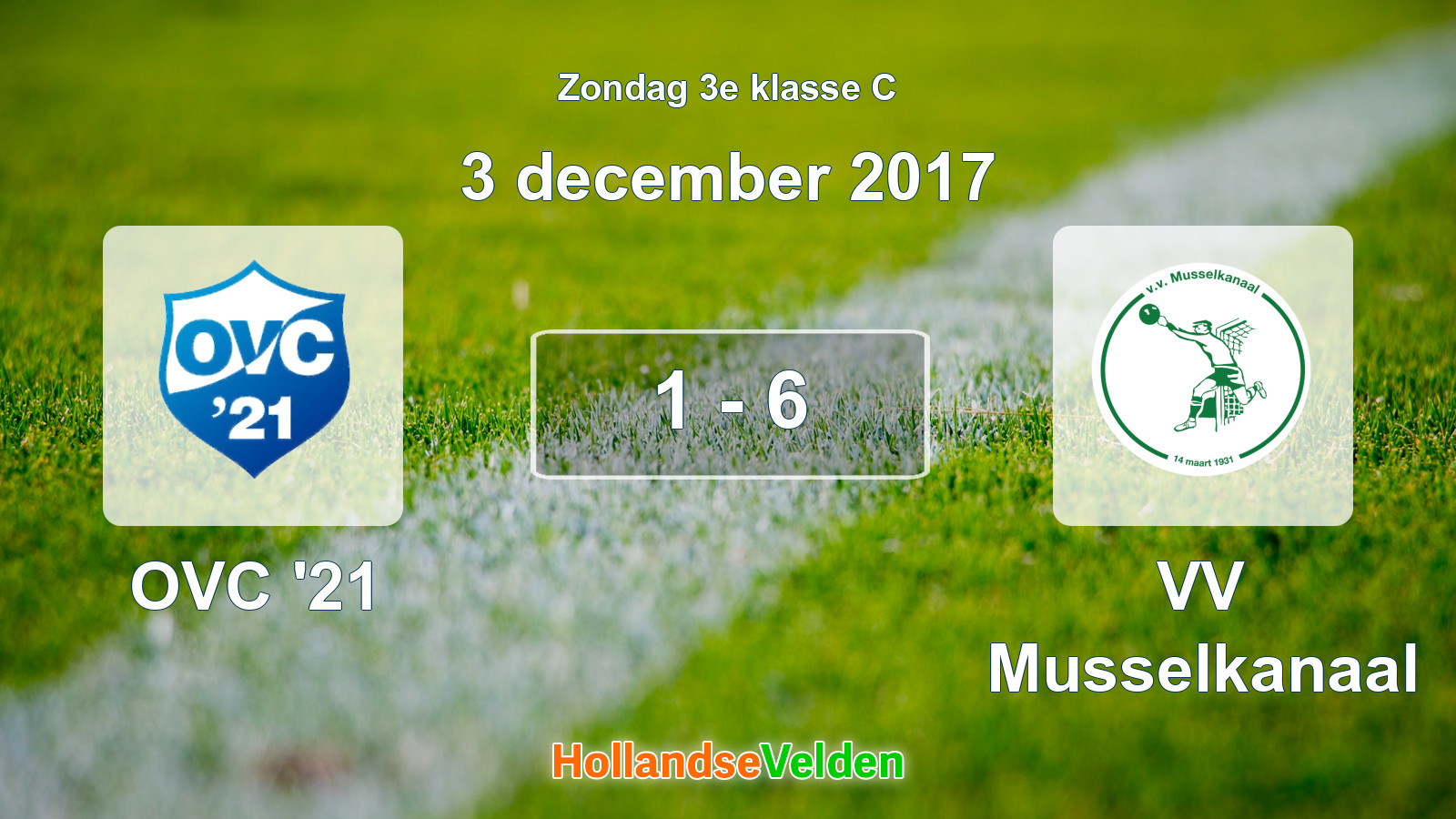 Gespeelde wedstrijd: OVC '21 - VV Musselkanaal 1 - 6 (3 december 2017)