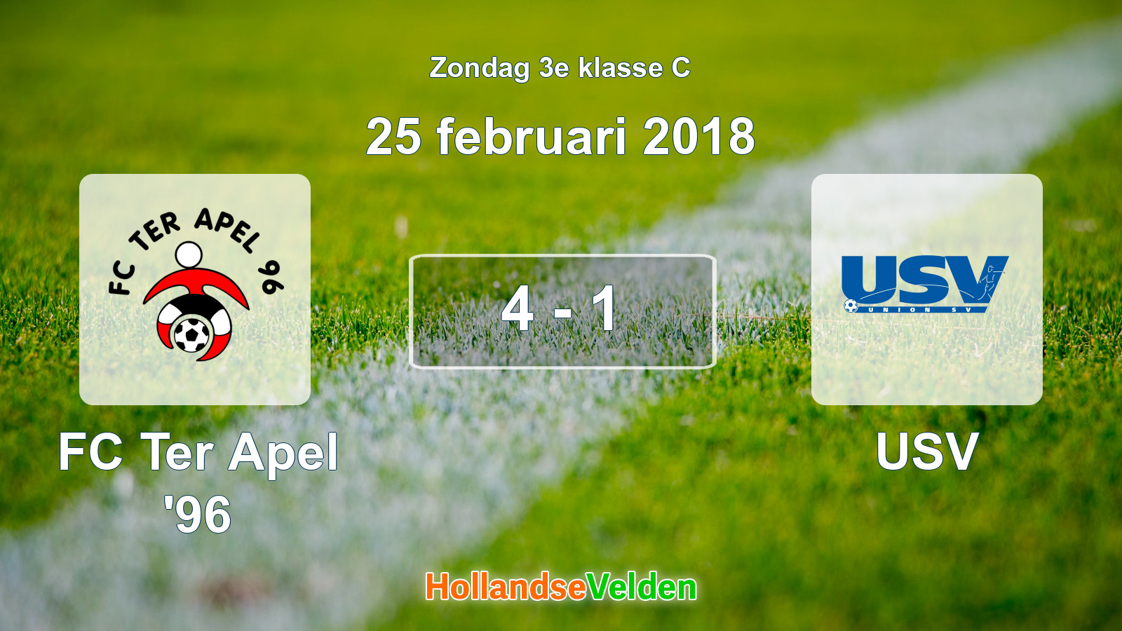 Gespeelde wedstrijd: FC Ter Apel '96 - USV 4 - 1 (25 februari 2018)
