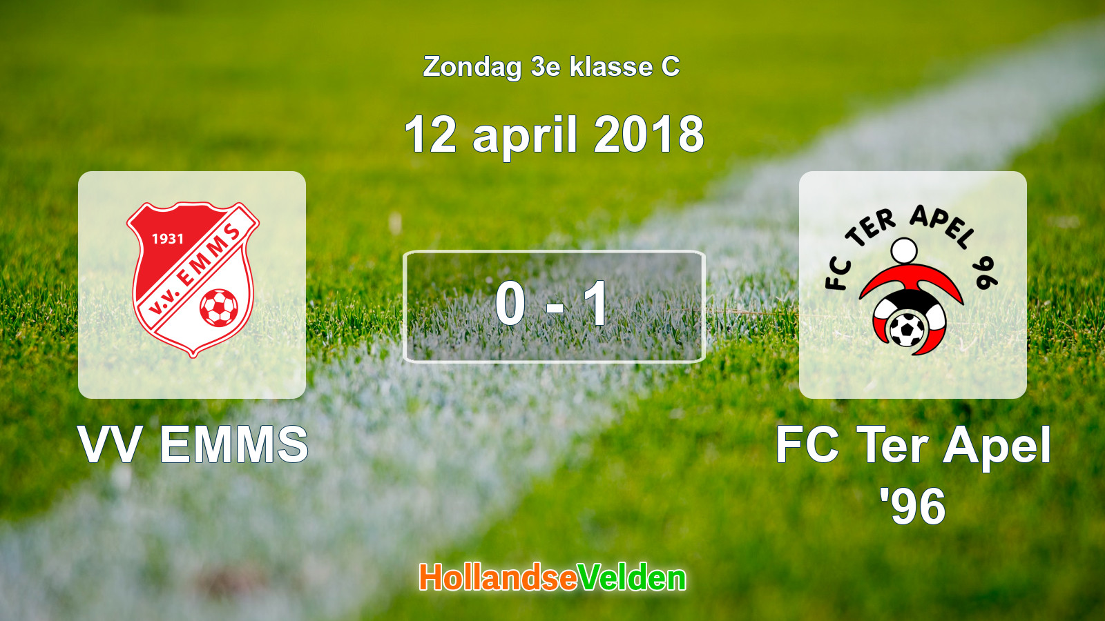 Gespeelde wedstrijd: VV EMMS - FC Ter Apel '96 0 - 1 (12 april 2018)