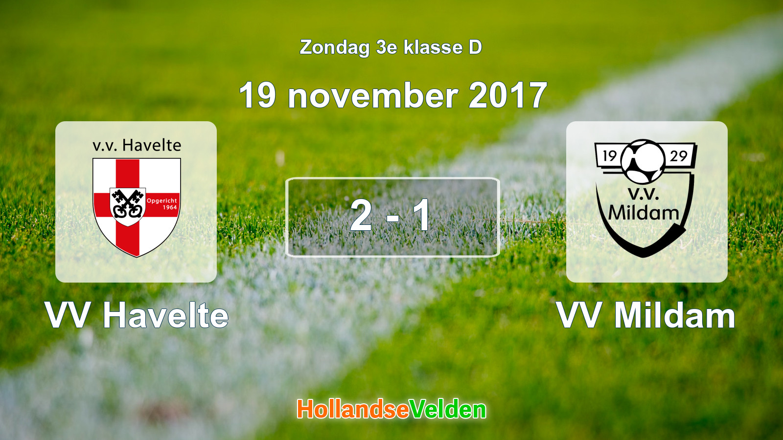 Gespeelde wedstrijd: VV Havelte - VV Mildam 2 - 1 (19 november 2017)