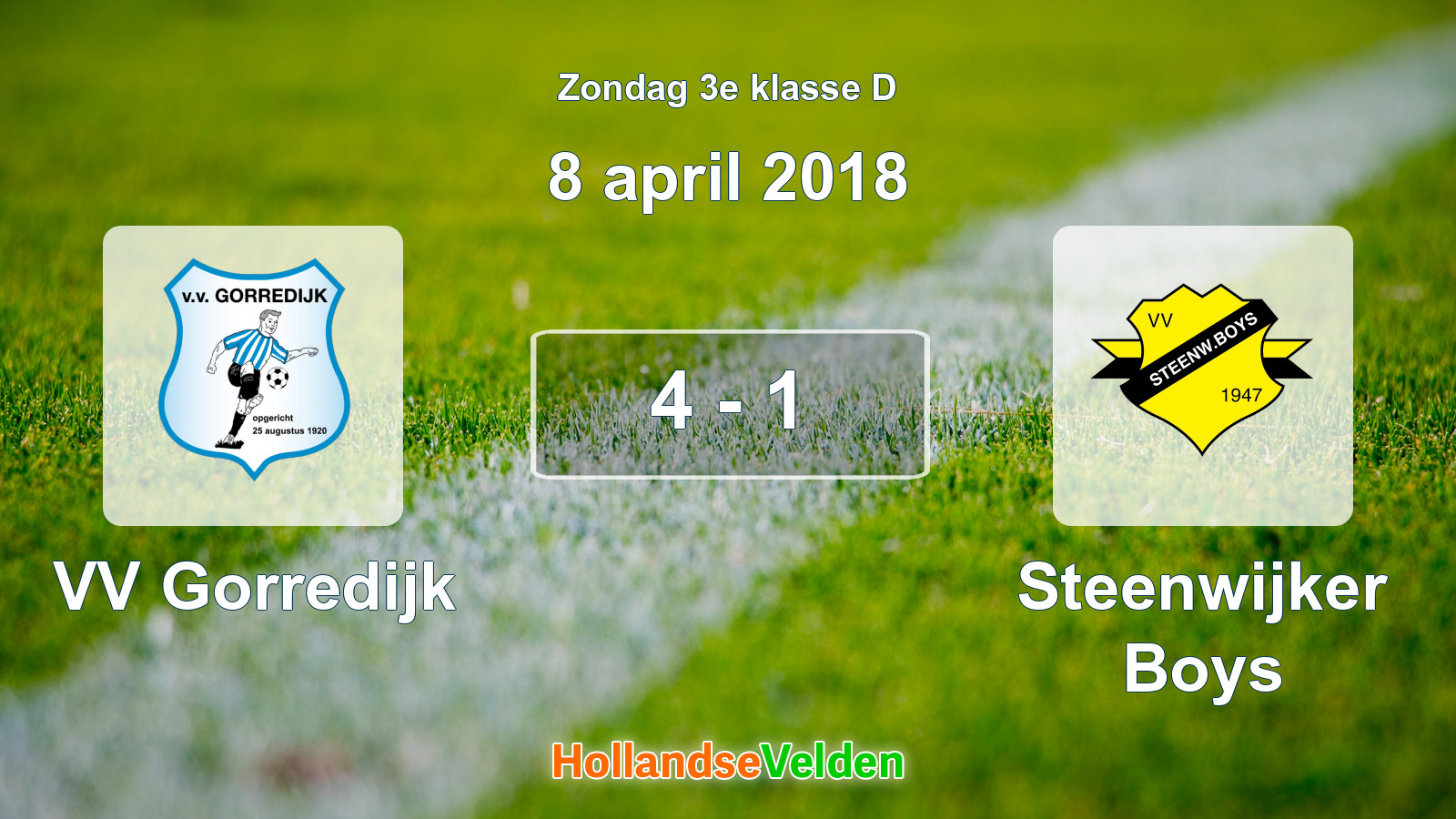 Gespeelde wedstrijd: VV Gorredijk - Steenwijker Boys 4 - 1 (8 april 2018)